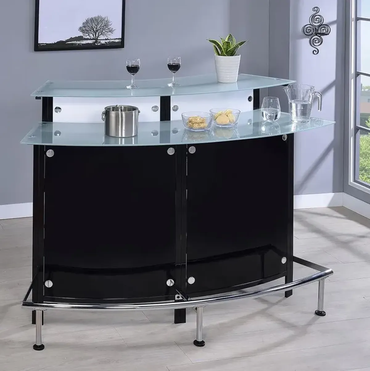 Keystone Glass Top Bar Unit Black