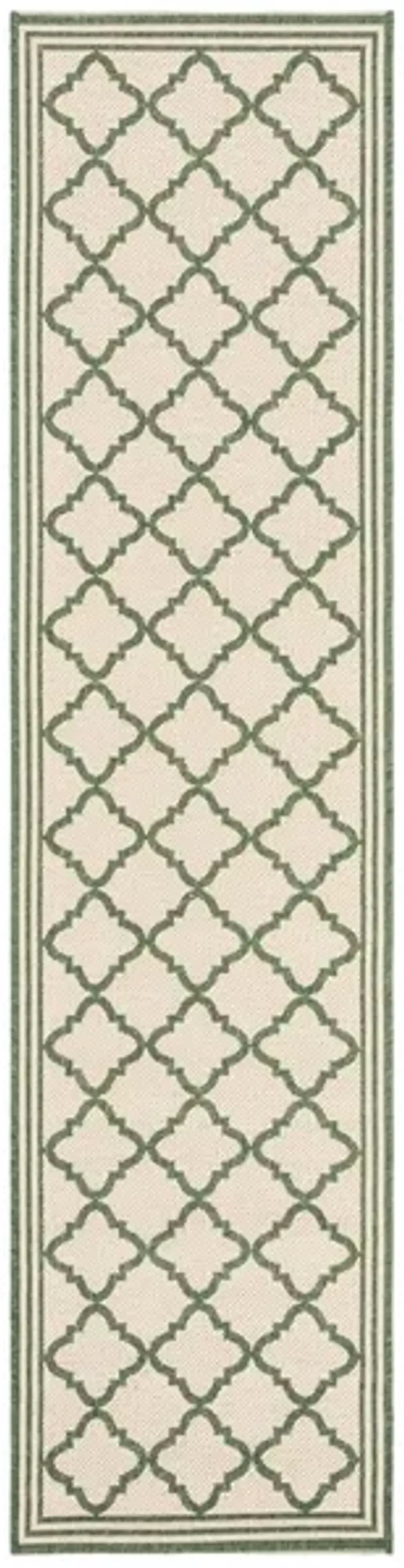 Safavieh BEACH HOUSE Collection BHS121W-28 Cream / Green 2'-2" X 8'