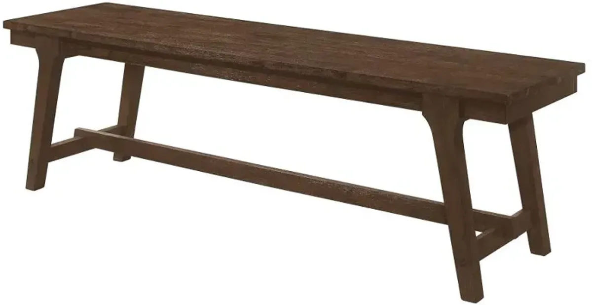 Reynolds Rectangular Trestle Base Dining Bench Brown Oak