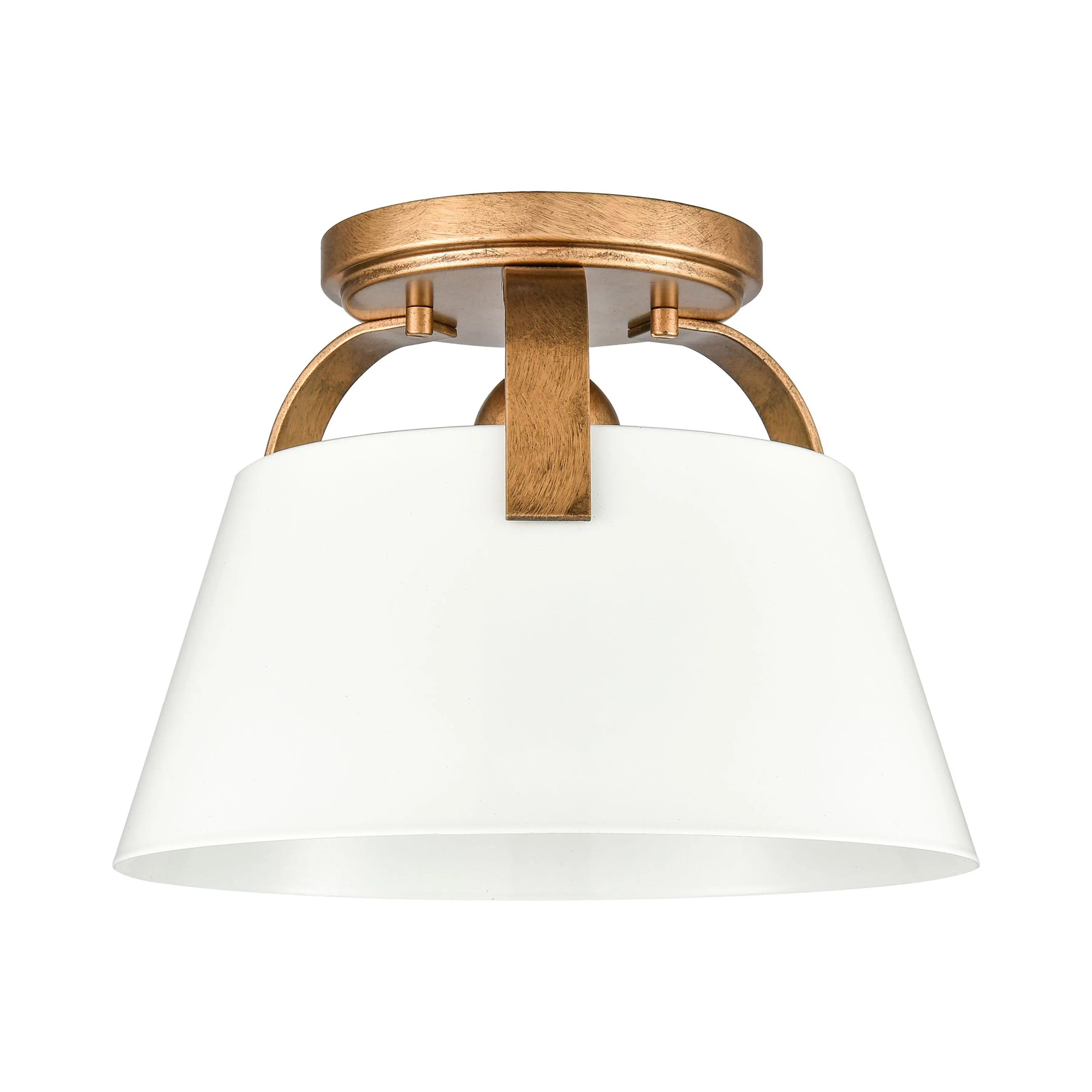 Jepson 9.5'' Wide 1-Light Semi Flush Mount - Matte White with Antique Gold