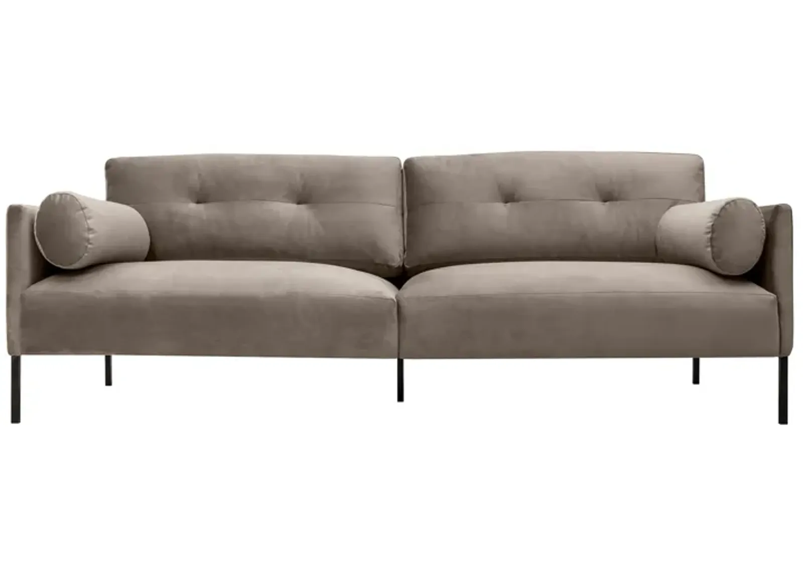 Michalina 84" Fossil Gray Velvet Sofa with Black Metal Legs