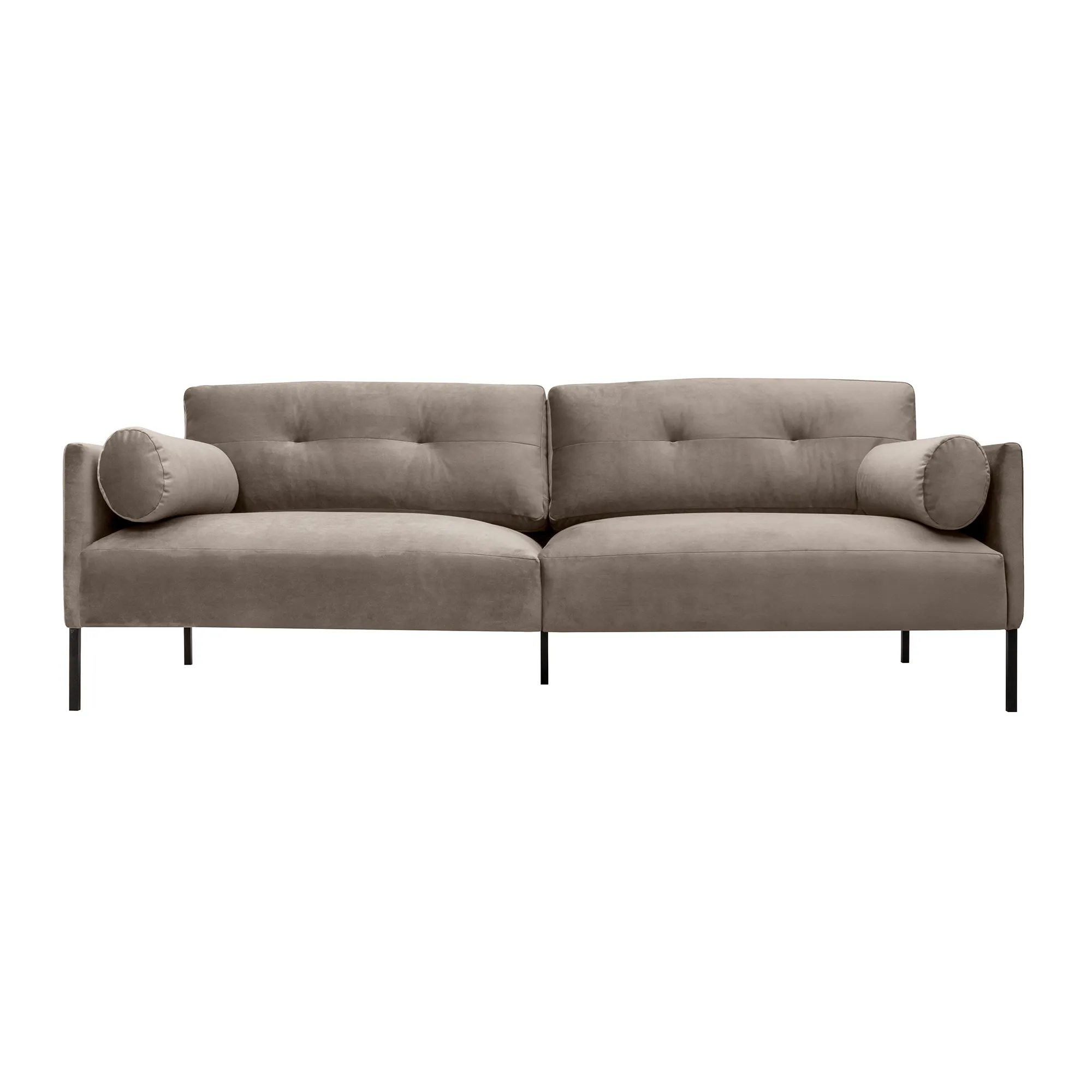 Michalina 84" Fossil Gray Velvet Sofa with Black Metal Legs