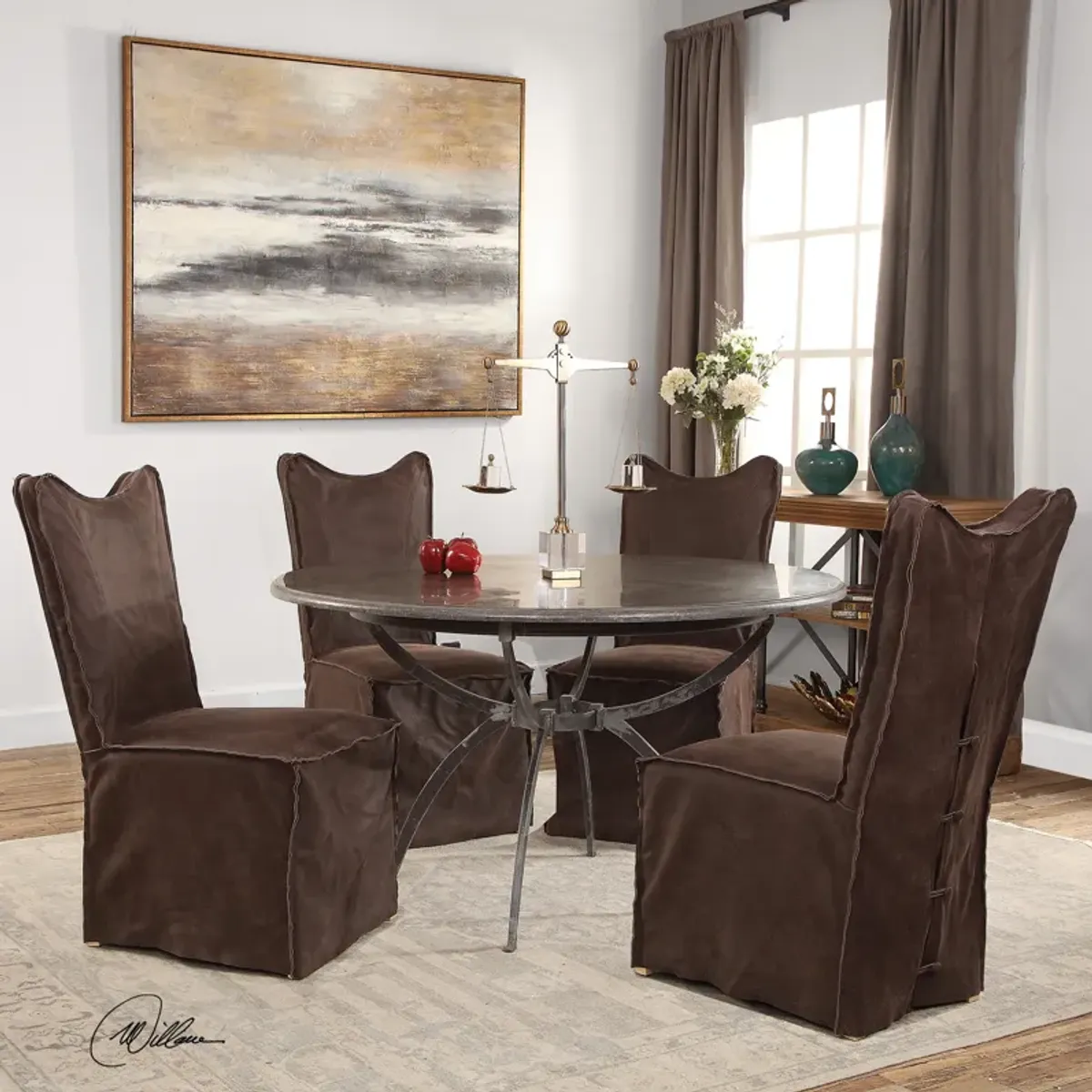 Delroy Armless Chairs, Chocolate, Set Of 2