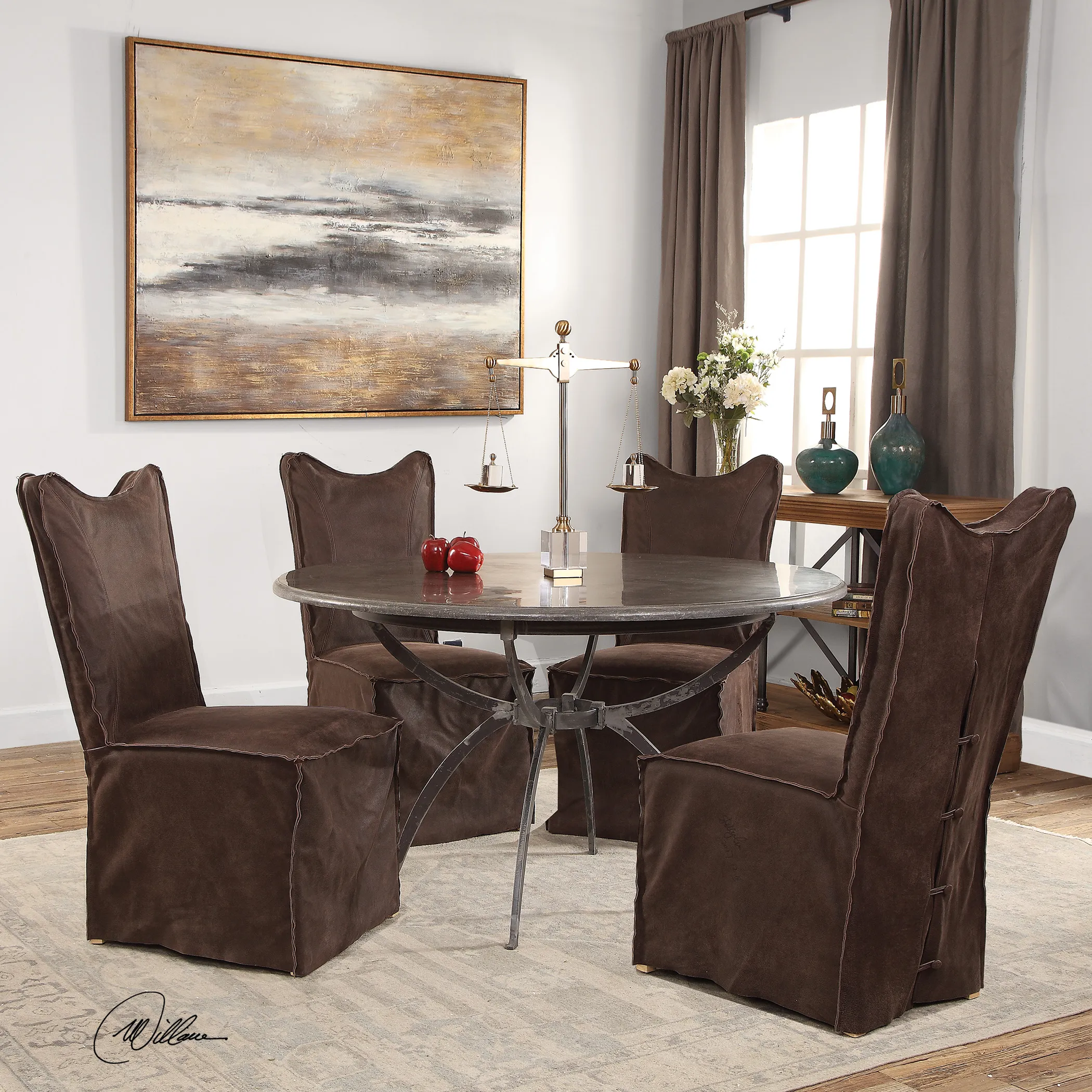 Delroy Armless Chairs, Chocolate, Set Of 2