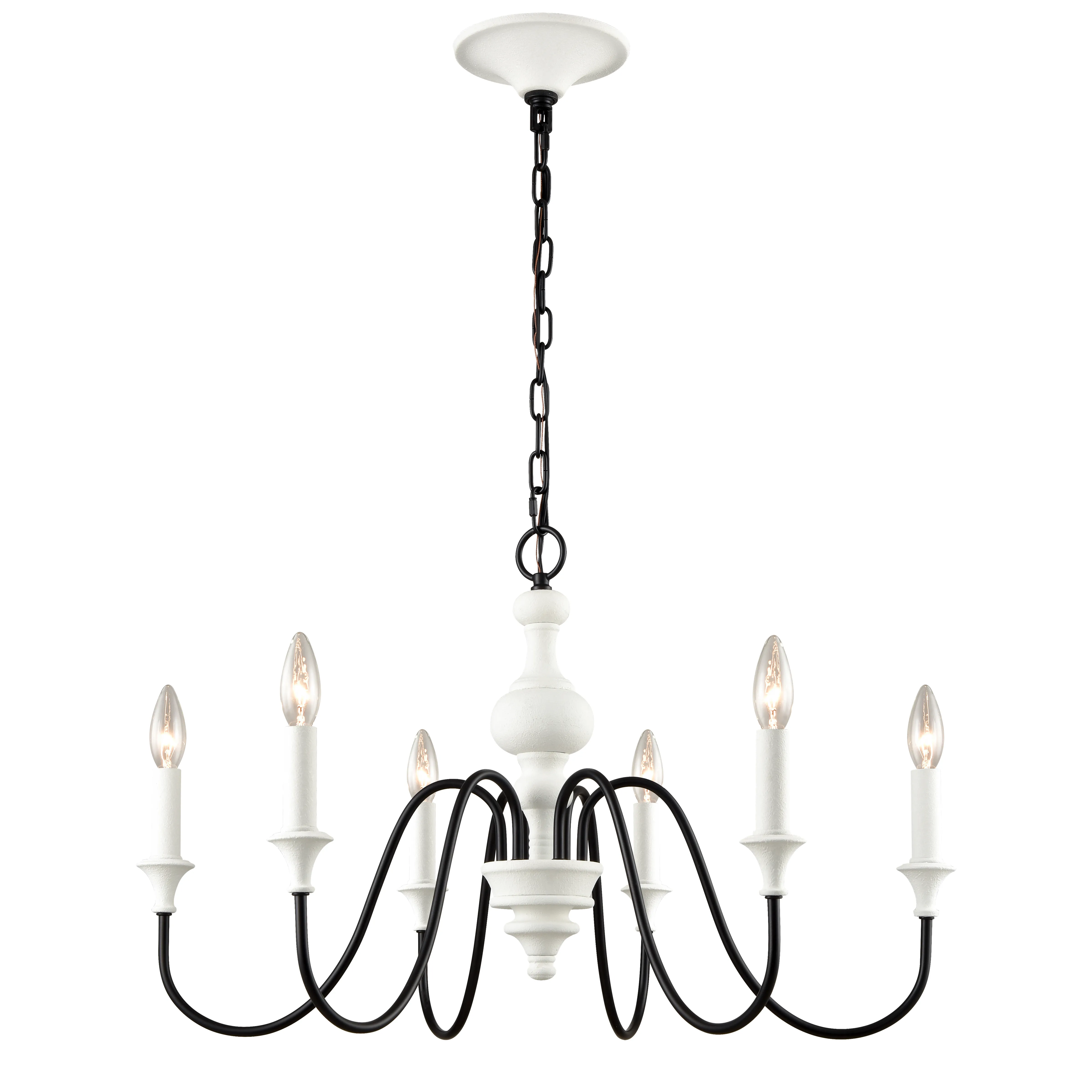 Val de Loire 28" Wide 6-Light Chandelier - White