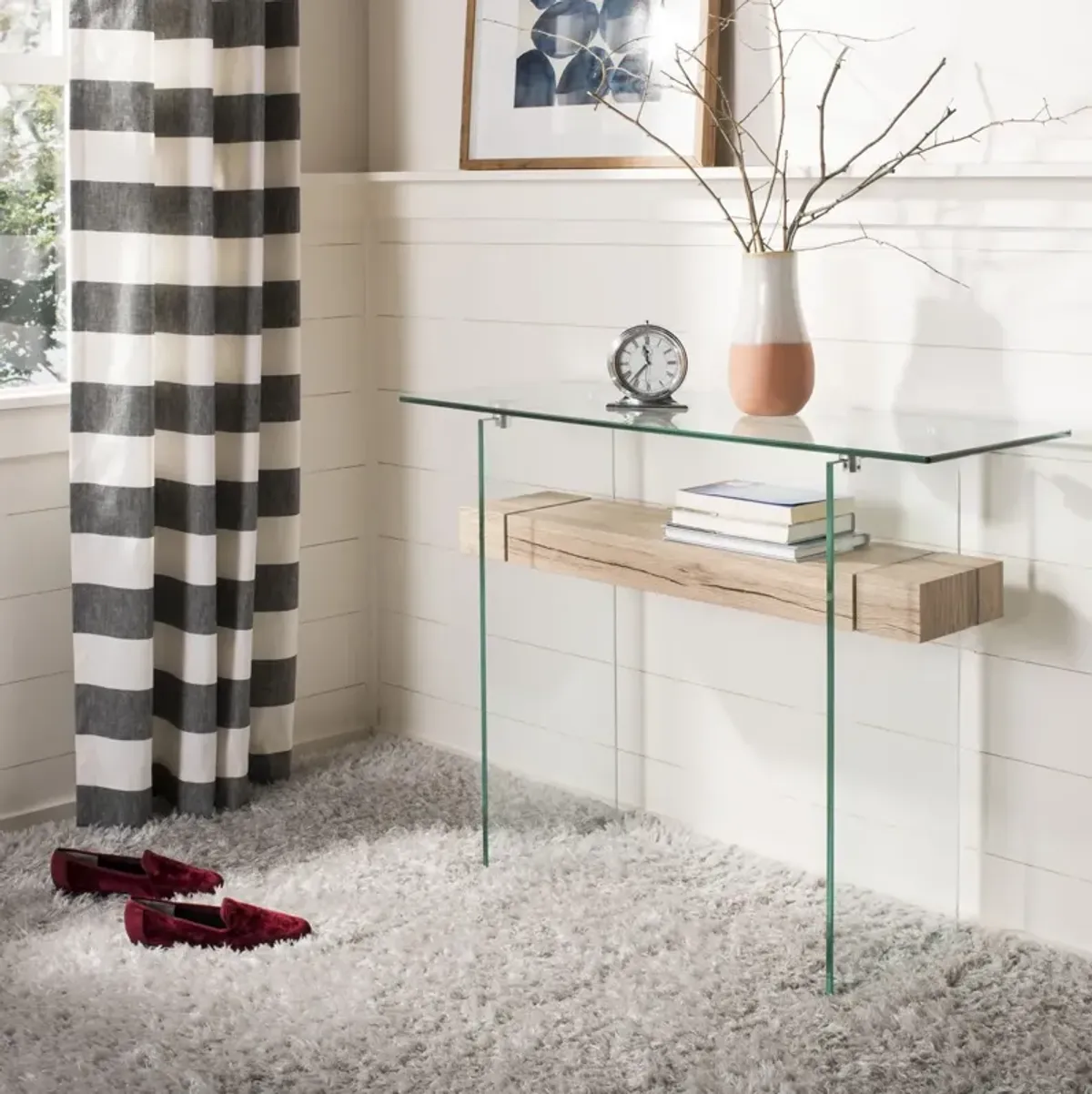 KAYLEY RECTANGULAR MODERN GLASS CONSOLE TABLE