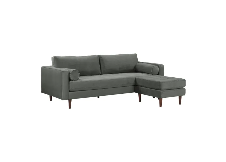 Cave Ash Gray Velvet Sectional