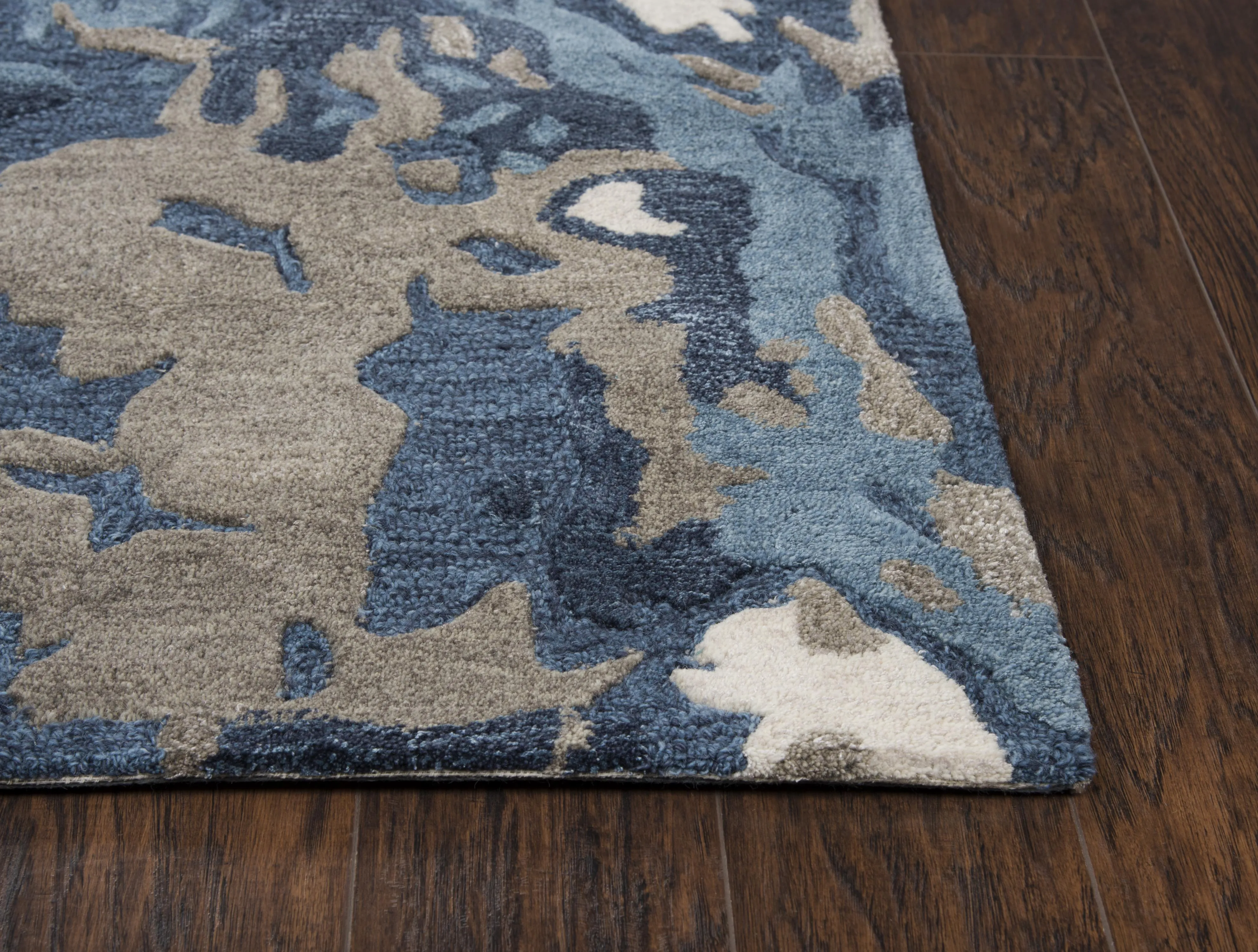 Mod Beige/Gray Abstract Wool/Tencel 2'6" x 8' Runner Rug