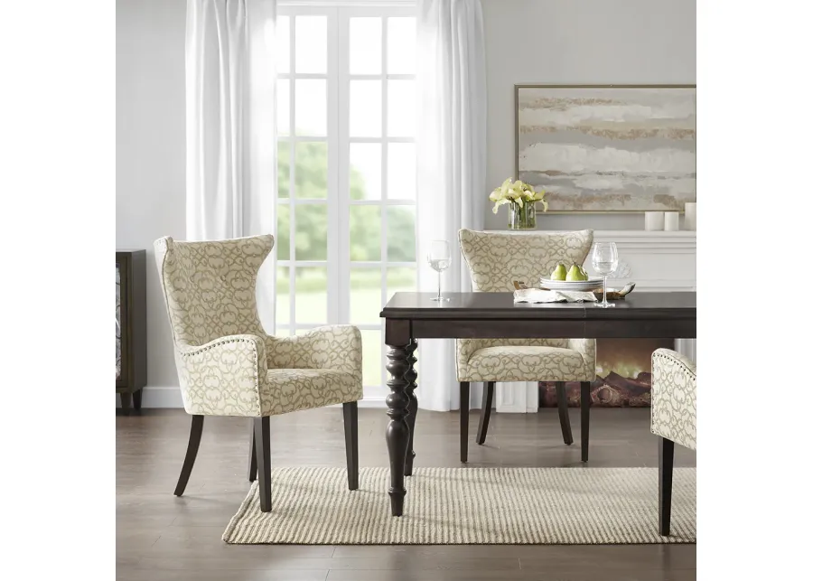 Madison Park Angelica Tan Arm Dining Chair (set of 2)