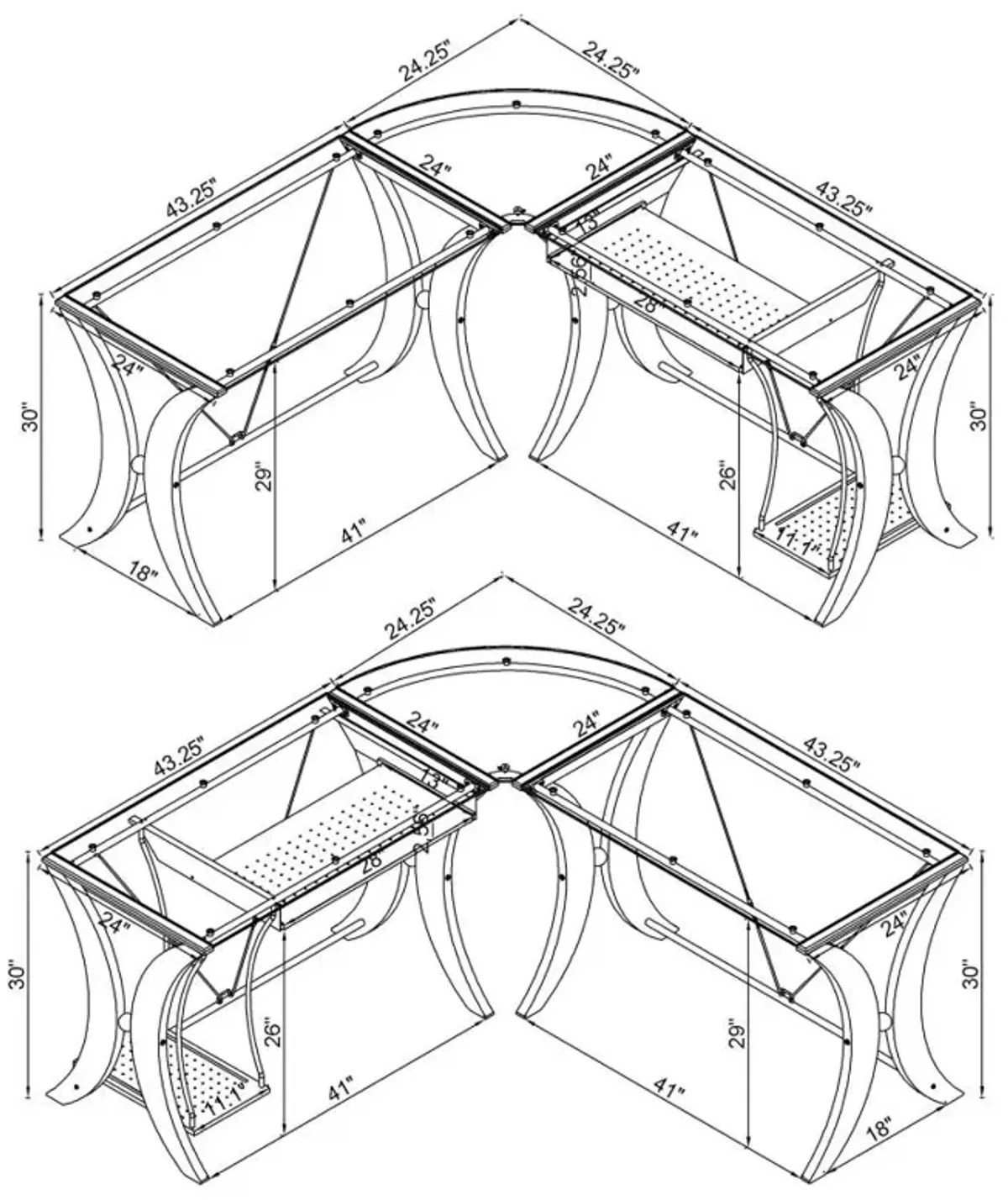 Monterey 3-piece L-shaped Computer Desk Set Cappuccino