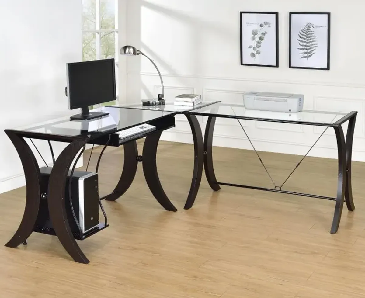 Monterey 3-piece L-shaped Computer Desk Set Cappuccino