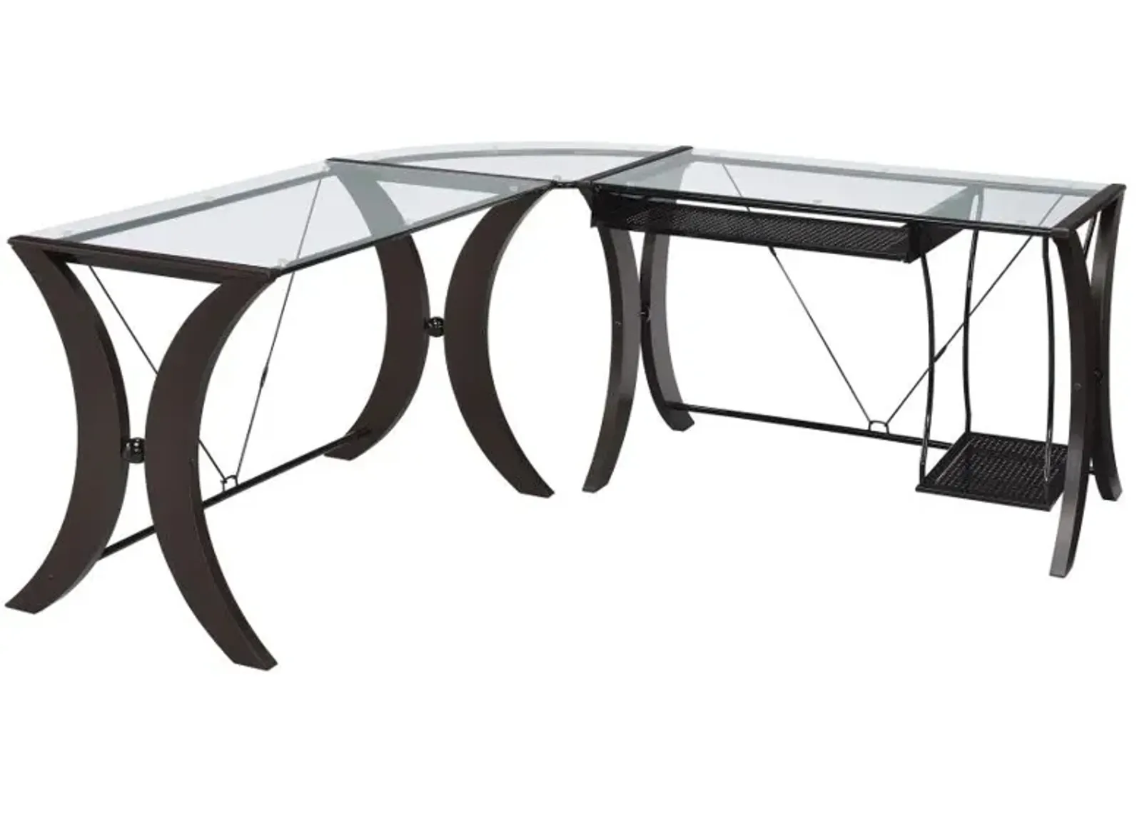 Monterey 3-piece L-shaped Computer Desk Set Cappuccino