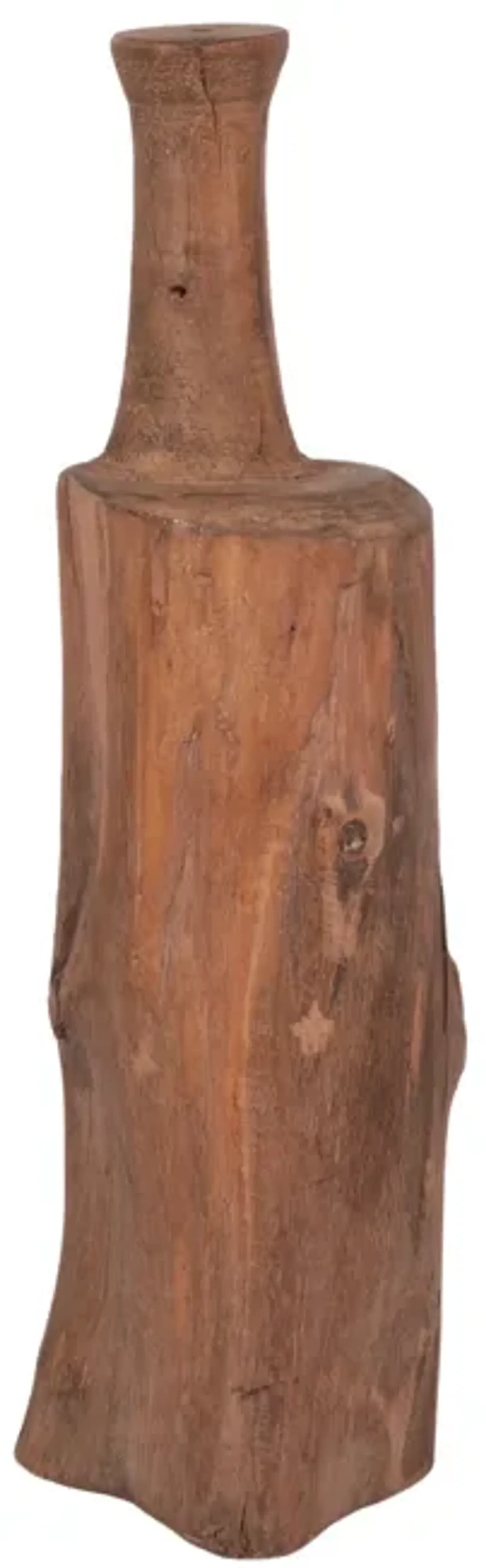 18" Reclaimed Wood Bottle Object, Brown