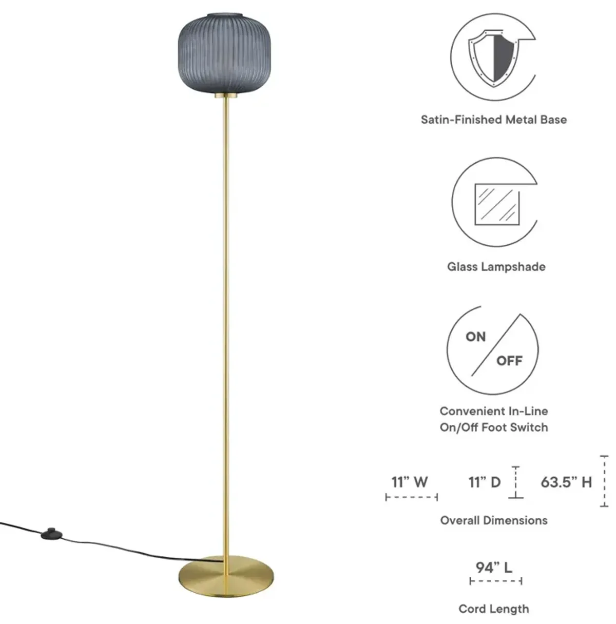 Reprise Glass Sphere Glass and Metal Floor Lamp