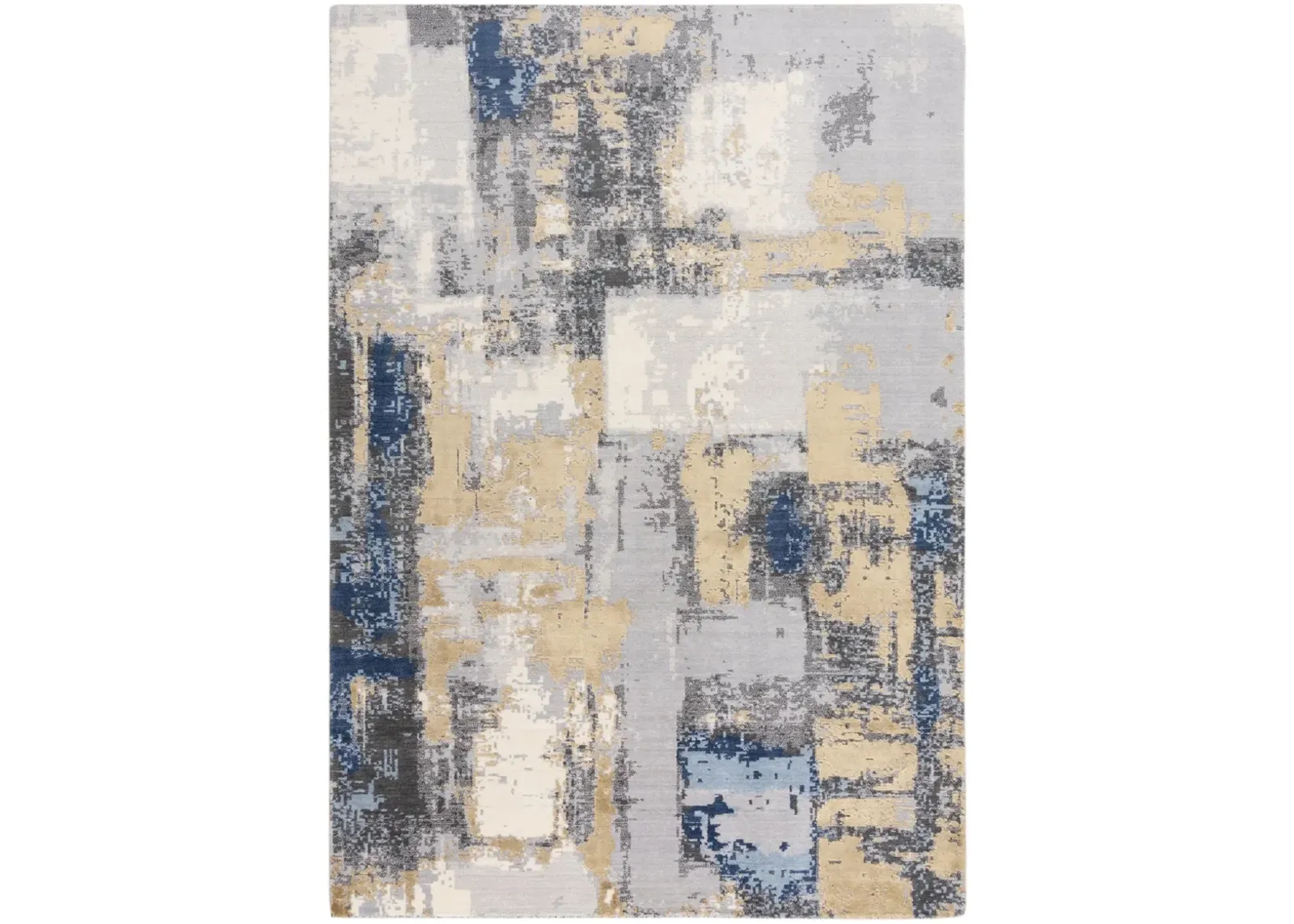 Bolero Blue/Multi Abstract NZ Wool/Tencel Blend 10' x 13' Rectangle Rug