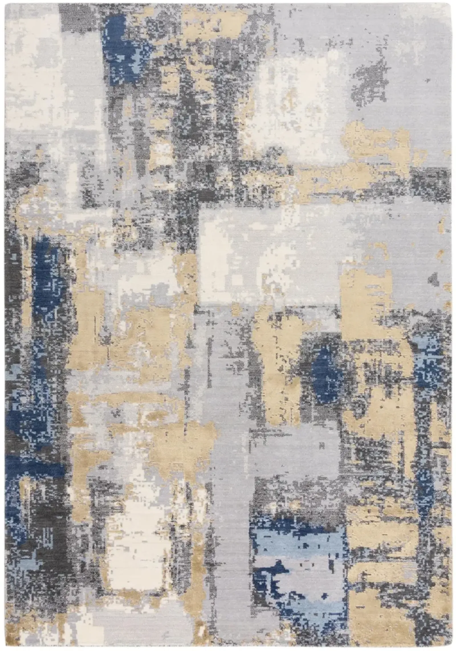 Bolero Blue/Multi Abstract NZ Wool/Tencel Blend 10' x 13' Rectangle Rug