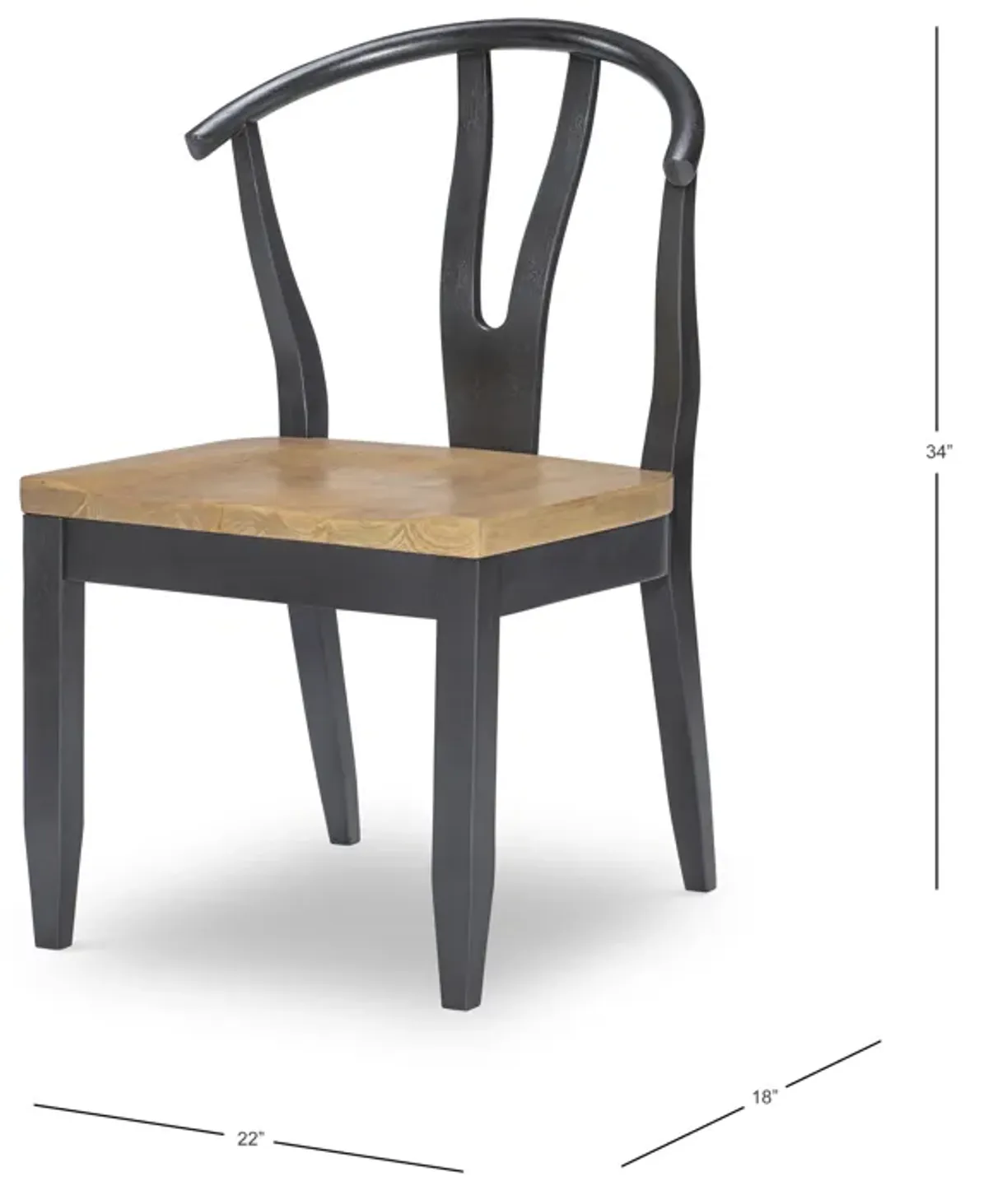 Franklin Side Chair Wishbone Back With Wood Seat (Black)