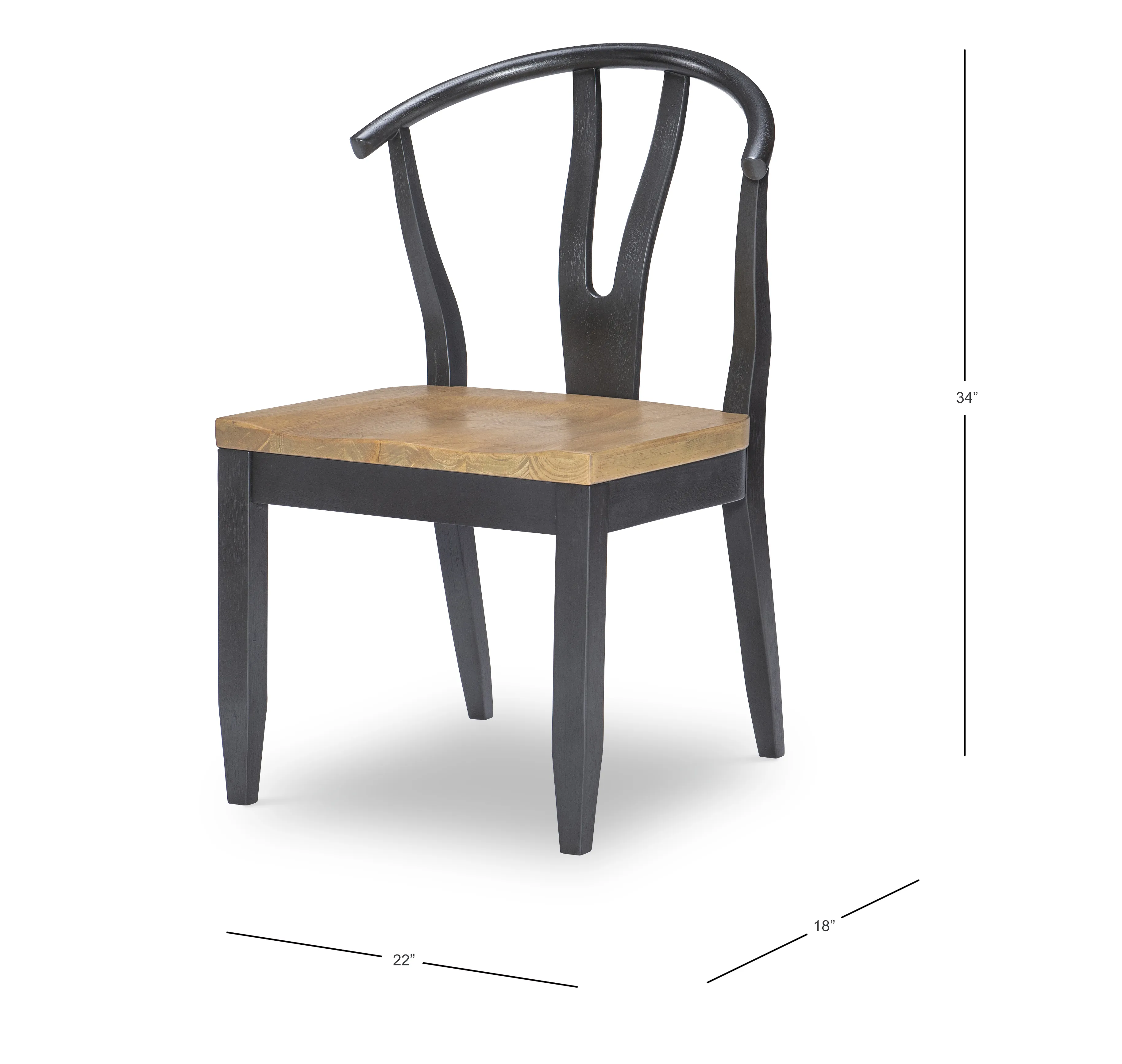 Franklin Side Chair Wishbone Back With Wood Seat (Black)