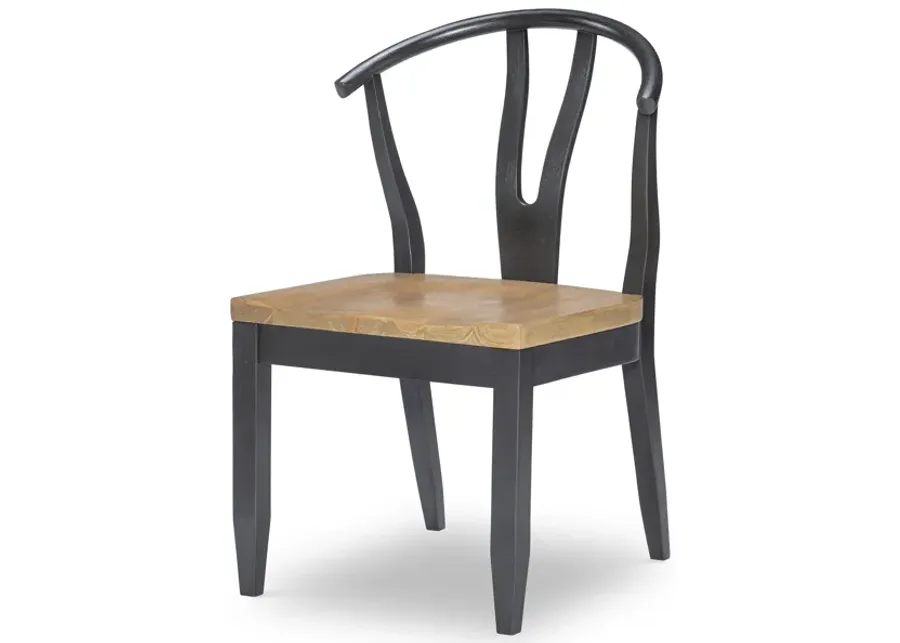 Franklin Side Chair Wishbone Back With Wood Seat (Black)