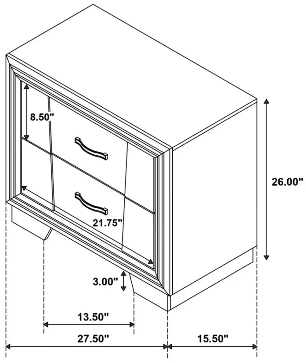 Janine 2-drawer Nightstand Grey