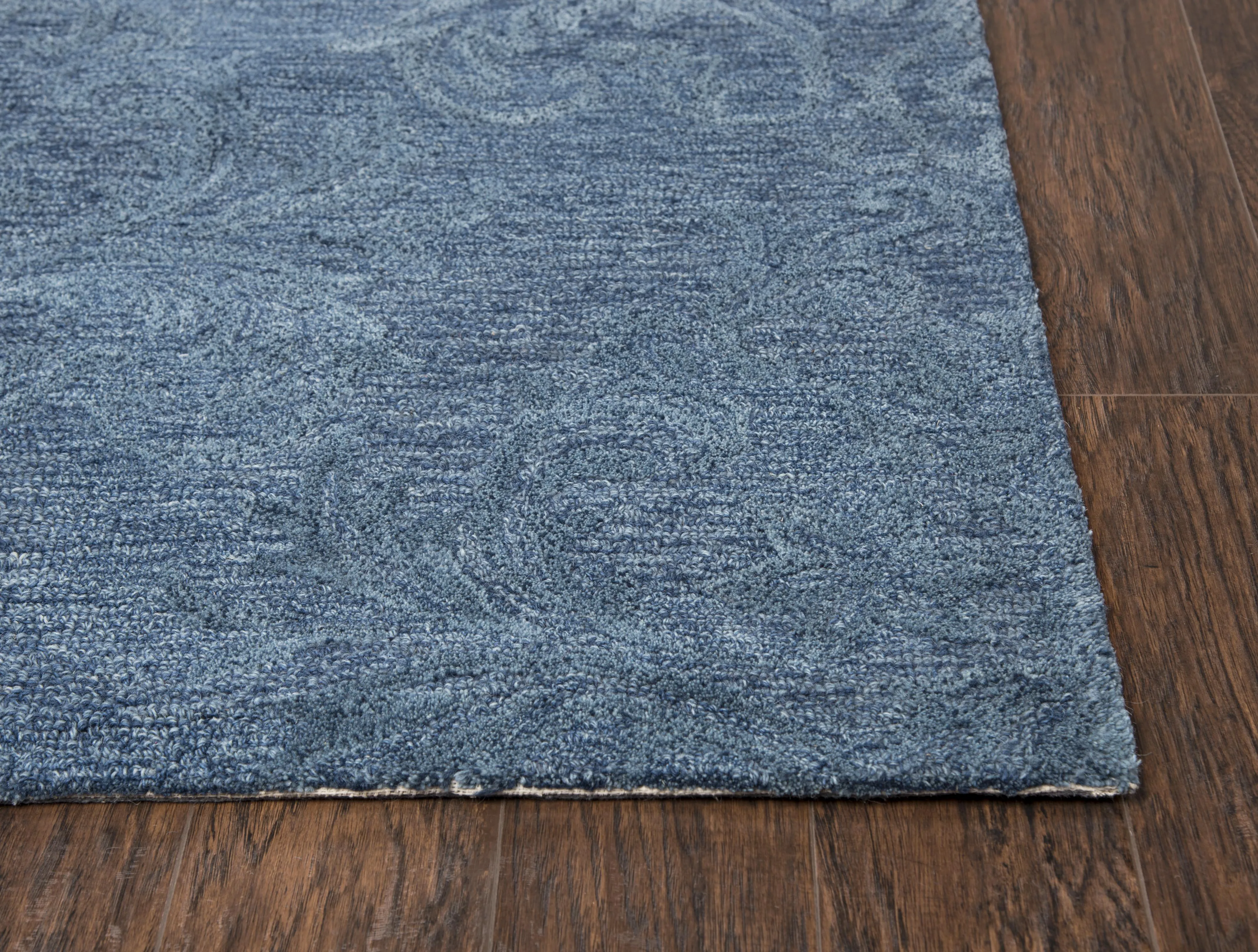 Fifth Avenue Blue Damask Wool 10' x 13' Rectangle Rug