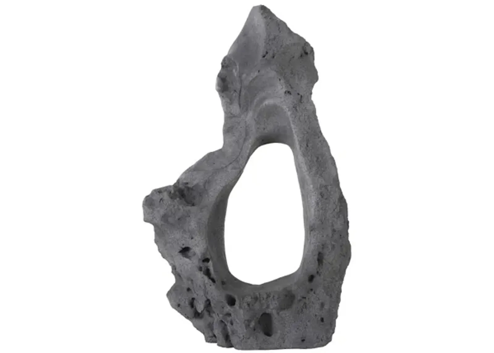 Colossal Cast Stone Sculpture, Single Hole, Charcoal Stone