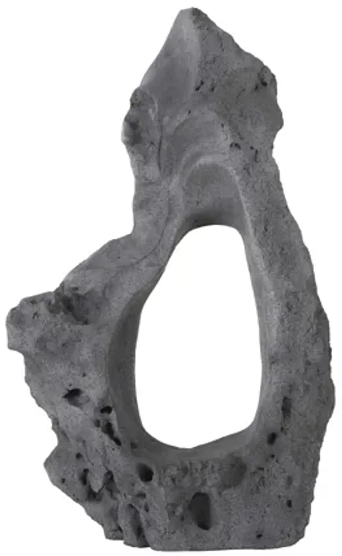 Colossal Cast Stone Sculpture, Single Hole, Charcoal Stone