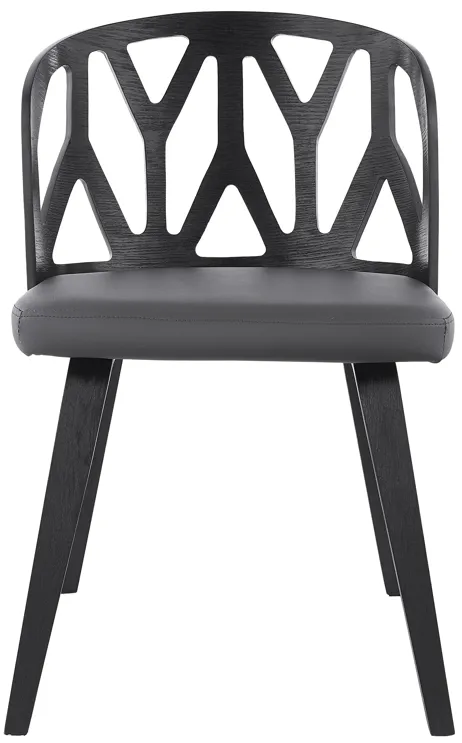 Nia Gray Faux Leather and Black Wood Dining Chairs - Set of 2