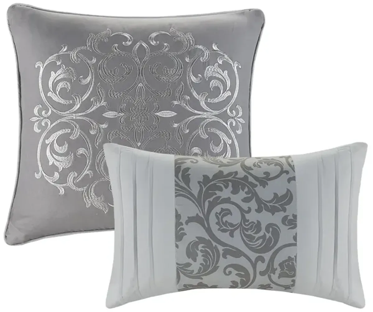 510 Design Ramsey Grey Embroidered 8 Piece Comforter Set