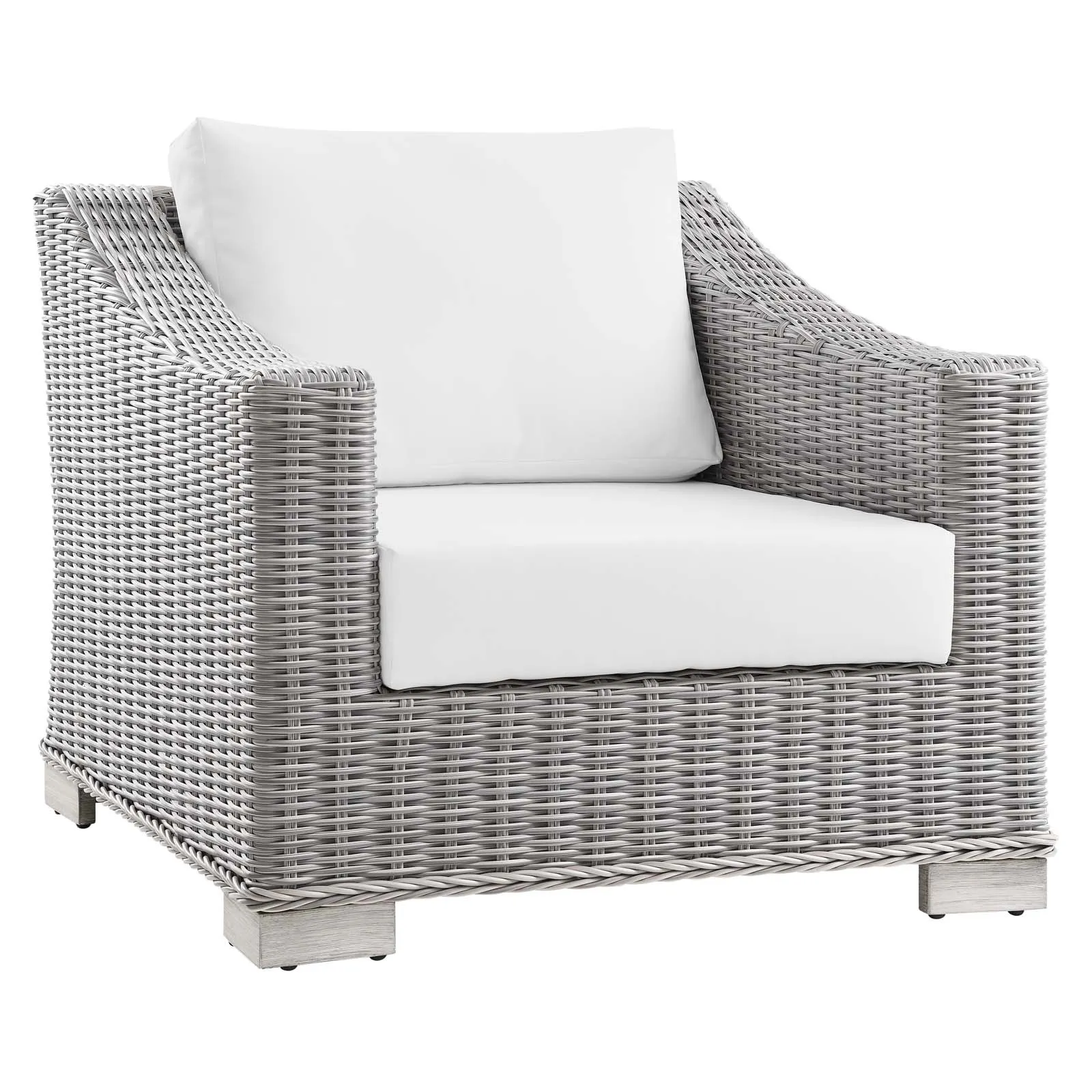 Conway Outdoor Patio Wicker Rattan 2-Piece Armchair and Ottoman Set