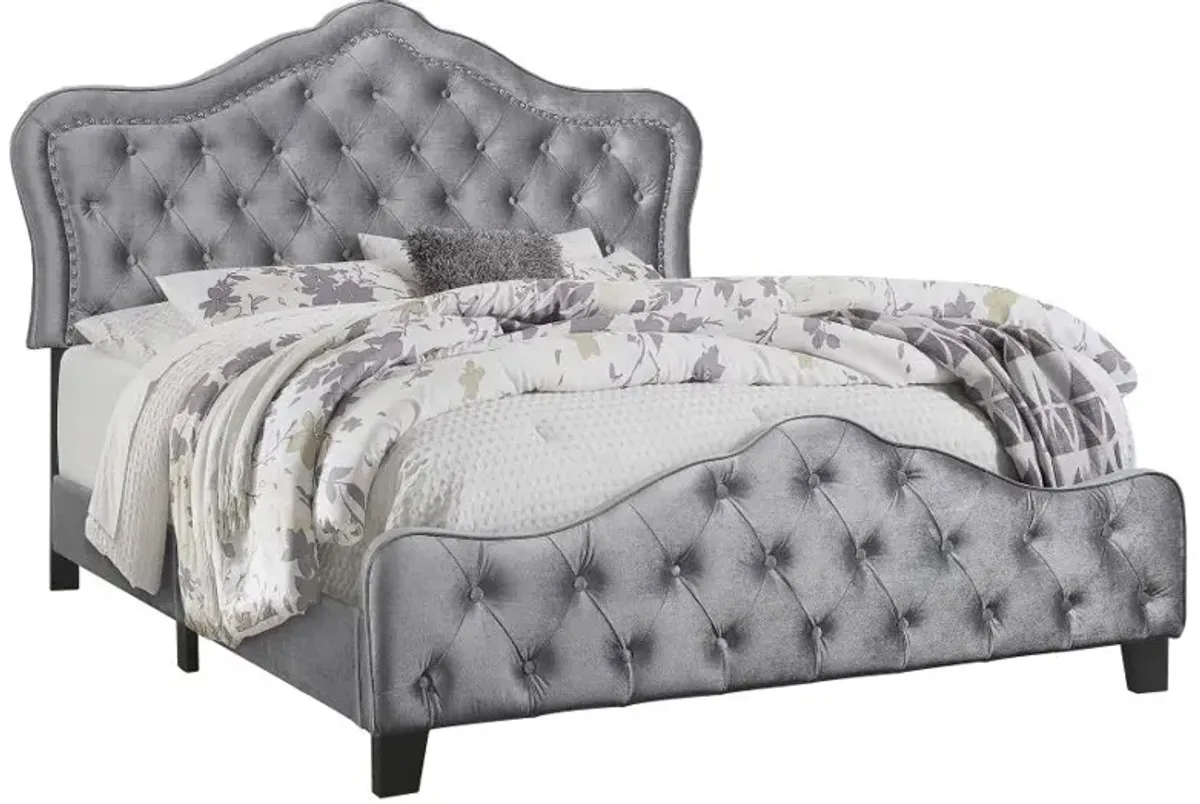 Bella Upholstered Tufted Panel Bed Grey