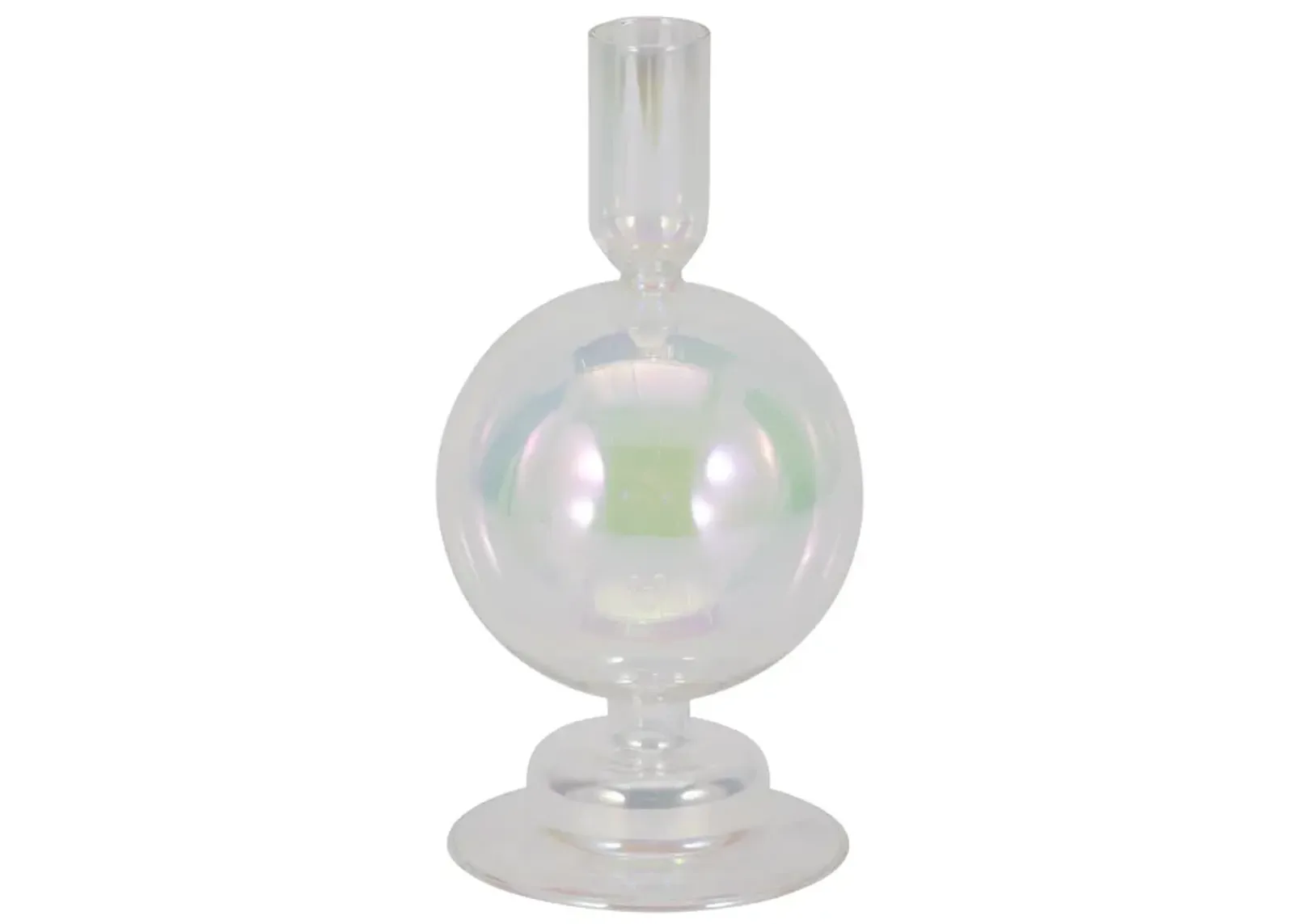 7" Glass Bubble Taper Candle Holder, Luster