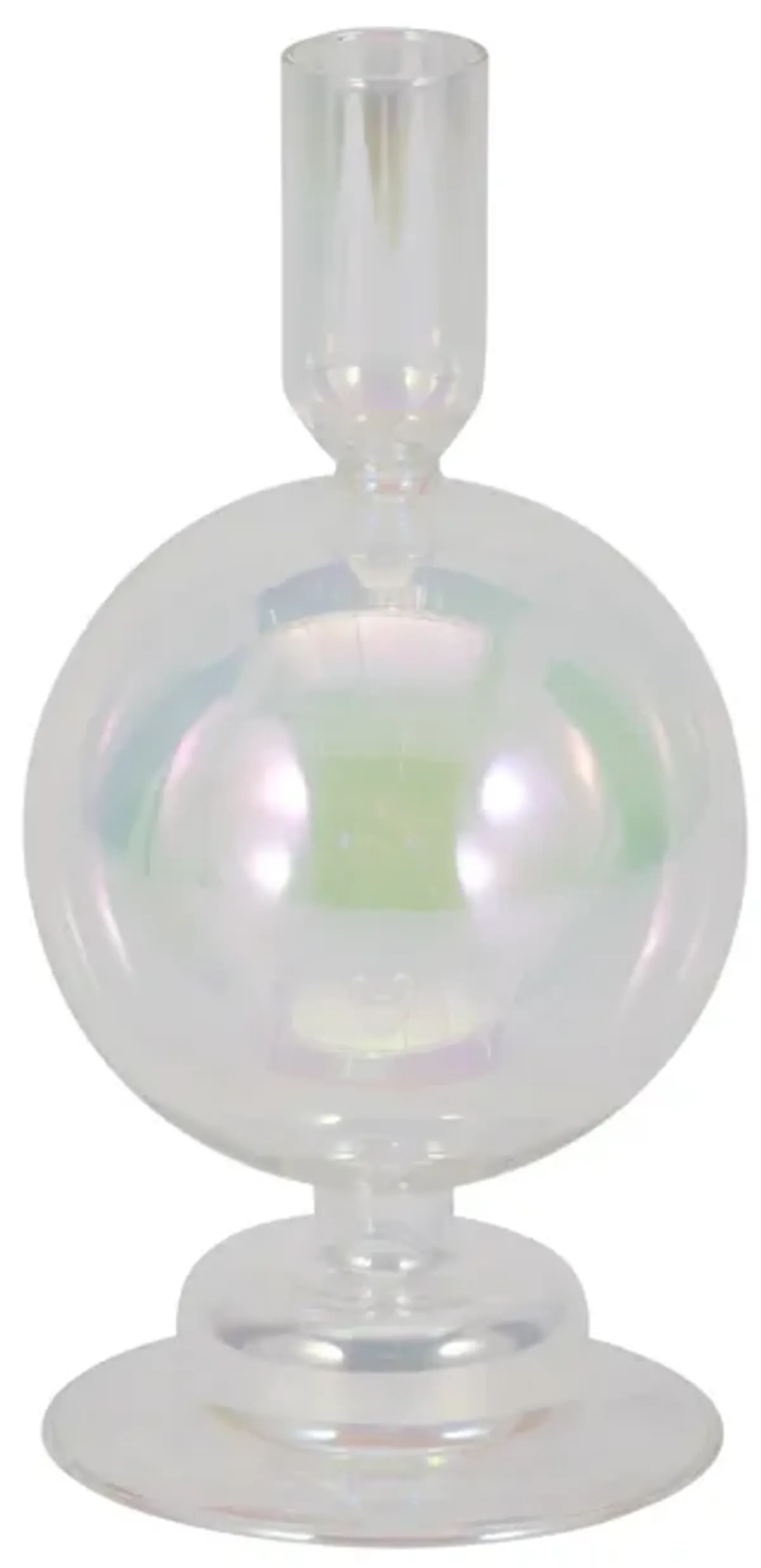 7" Glass Bubble Taper Candle Holder, Luster