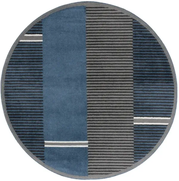 PYRAMID 234 NAVY  6'-7' x 6'-7' Round Round Rug