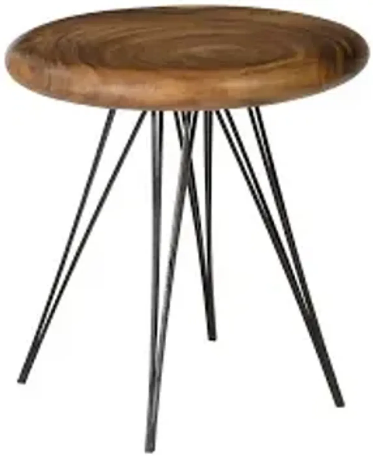 string table on black metal legs, chamcha wood, natural