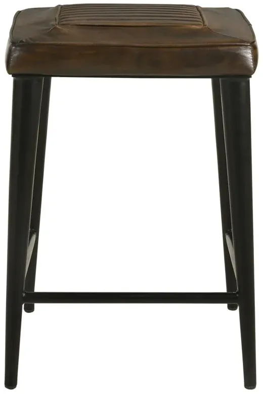 Alvaro Leather Upholstered Backless Counter Height Stool Antique Brown and Black (Set of 2)