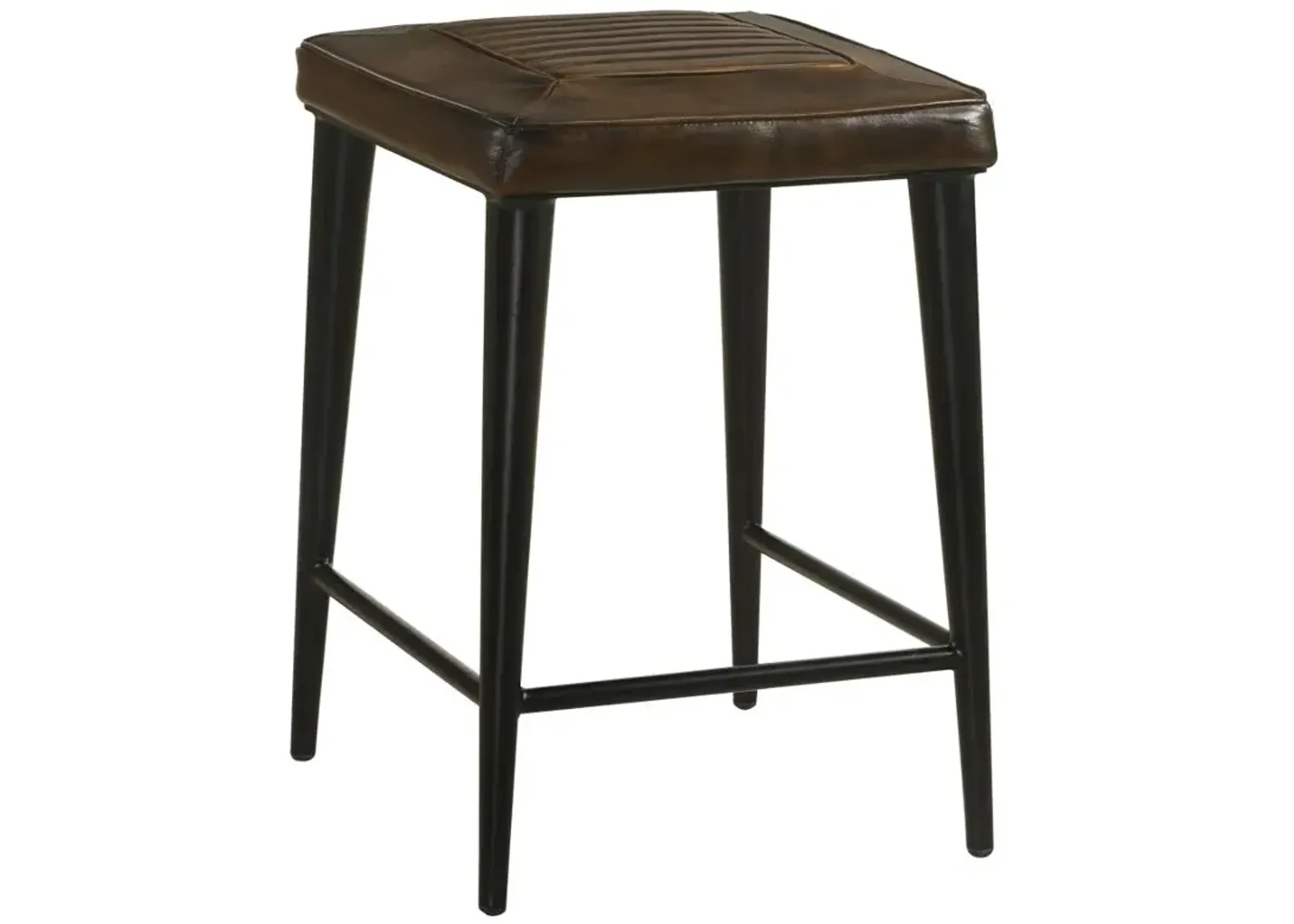 Alvaro Leather Upholstered Backless Counter Height Stool Antique Brown and Black (Set of 2)