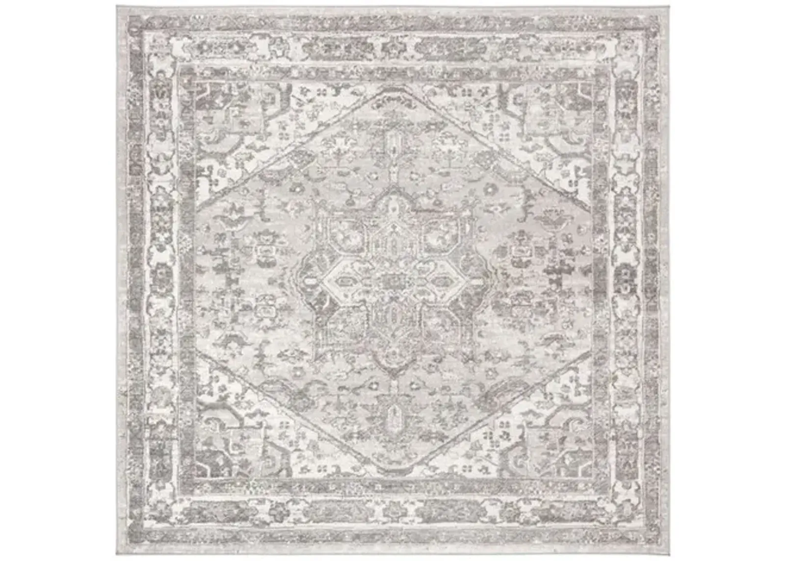 Brentwood 852 Cream / Grey 5' X 5' Square Square Powerloomed Rug