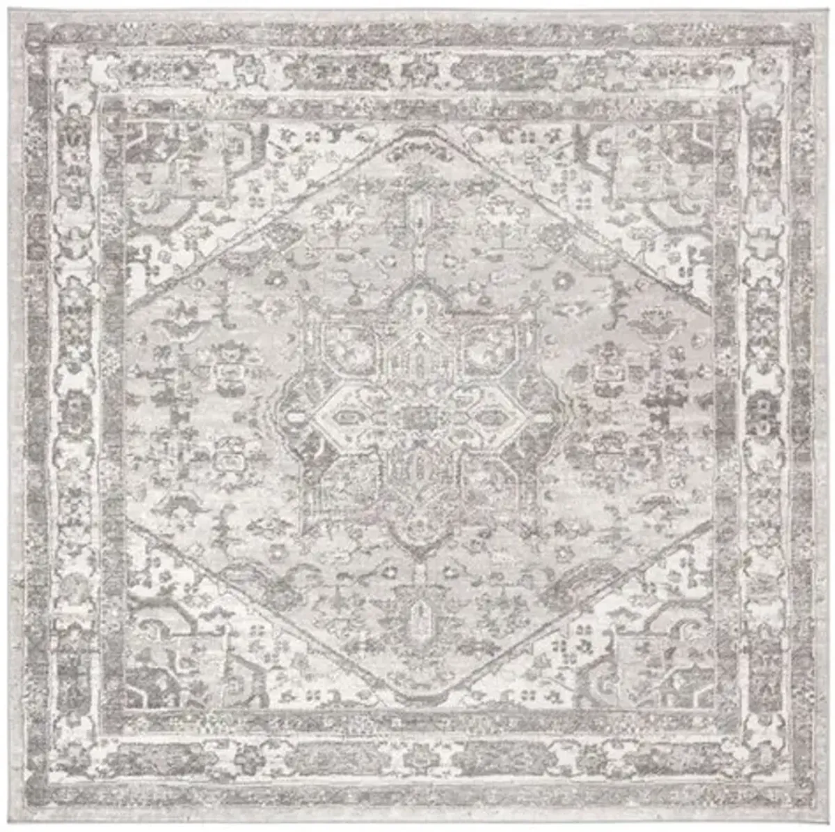 Brentwood 852 Cream / Grey 5' X 5' Square Square Powerloomed Rug