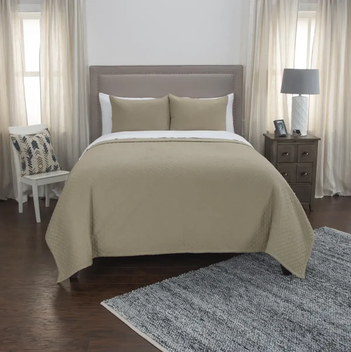 Taupe Queen Solid Taupe Quilt