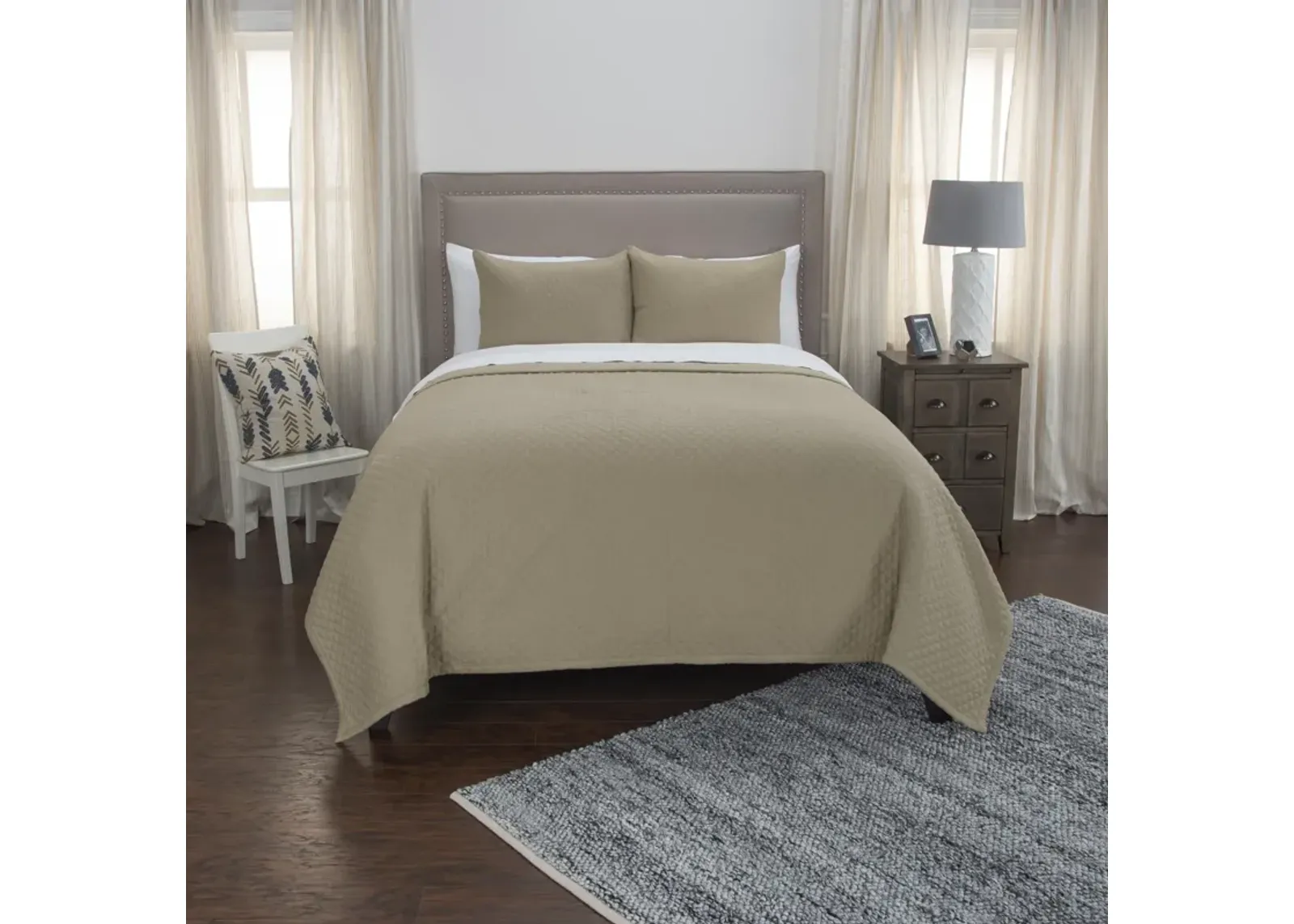 Taupe Queen Solid Taupe Quilt