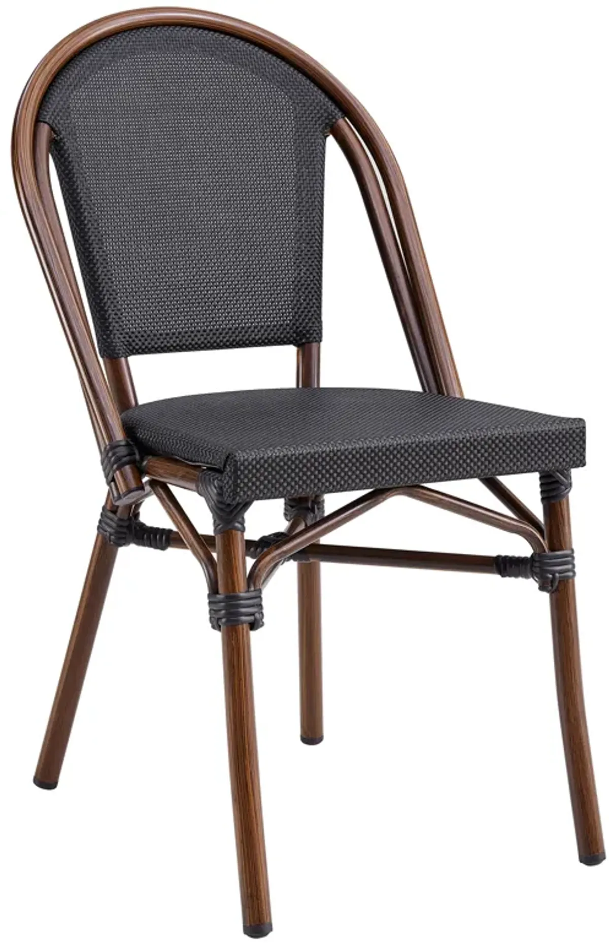 Jannie Stacking Side Chair in Black Textylene Mesh with Brown Frame - Set of 2