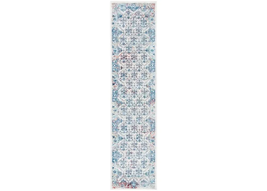 Brentwood 869 Ivory / Blue 2' X 6' Runner Powerloomed Rug