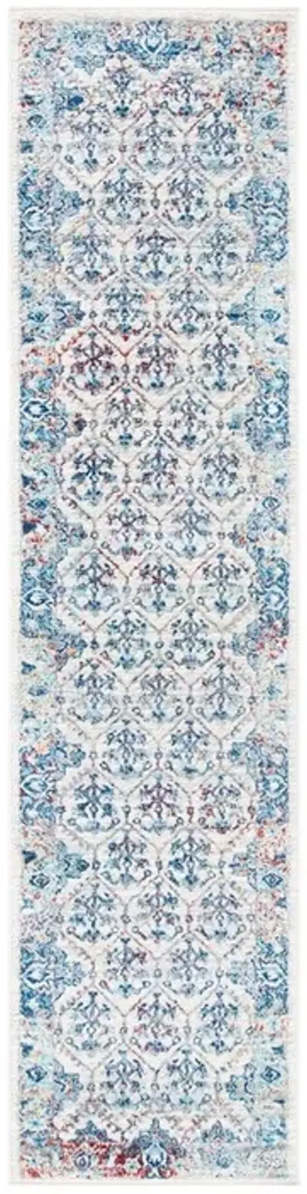 Brentwood 869 Ivory / Blue 2' X 6' Runner Powerloomed Rug