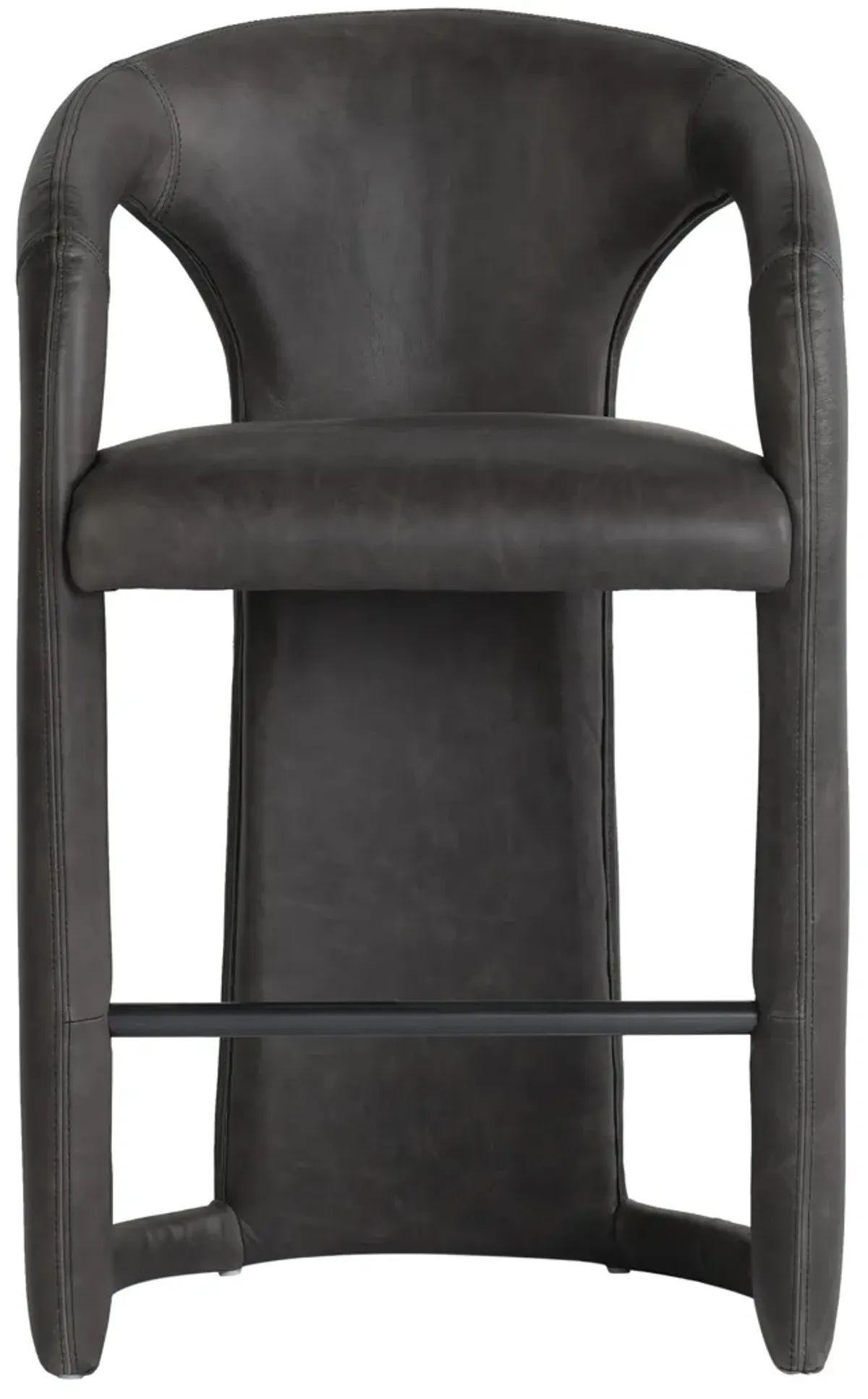 Archie 26" Distressed Leather Counter Stool in Charcoal