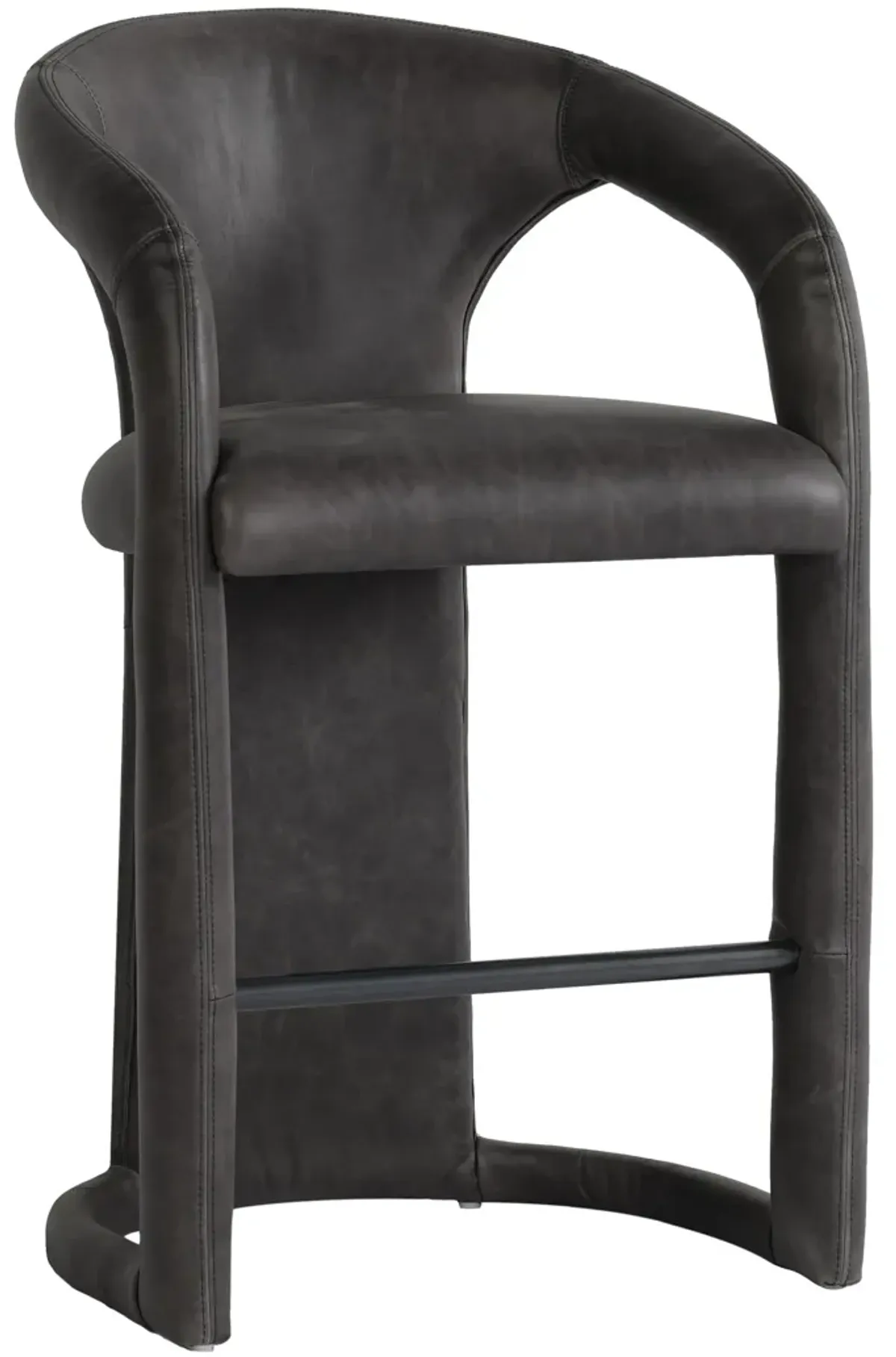 Archie 26" Distressed Leather Counter Stool in Charcoal