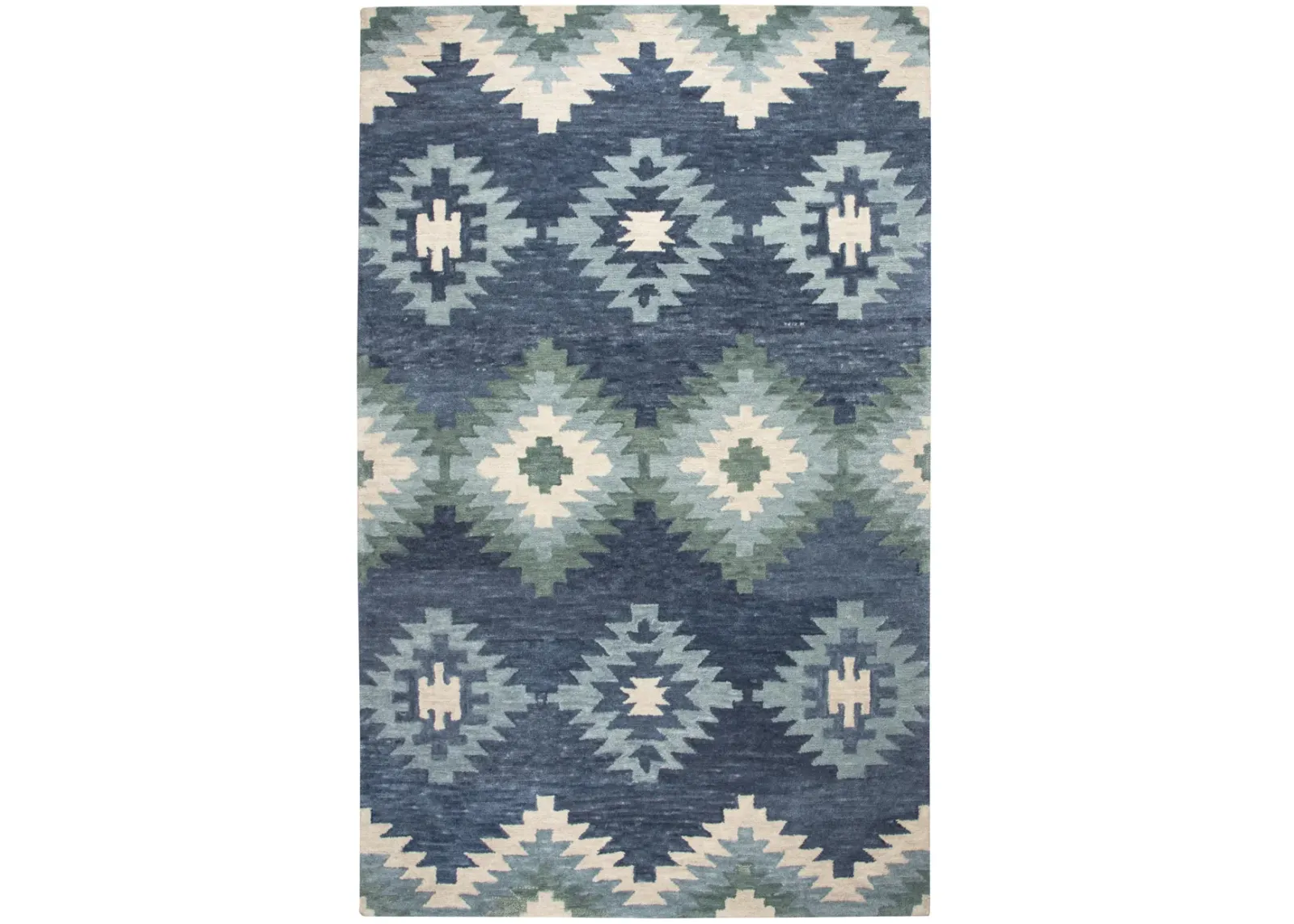 Leone Blue Southwestern Motifs Wool 5' x 8' Rectangle Rug