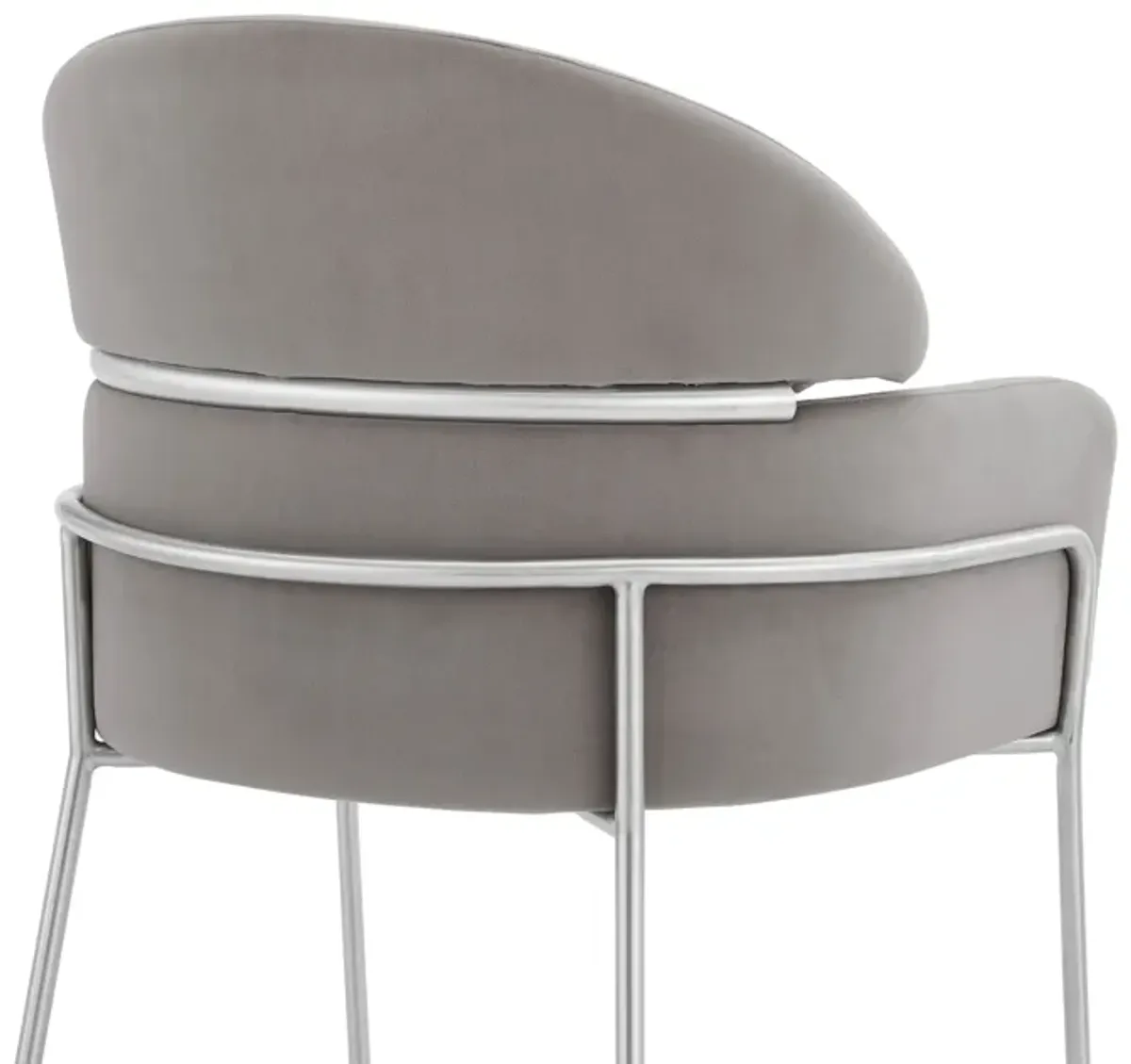 Portia Gray Velvet and Brushed Stainless Steel Dining Room Chairs - Set of 2