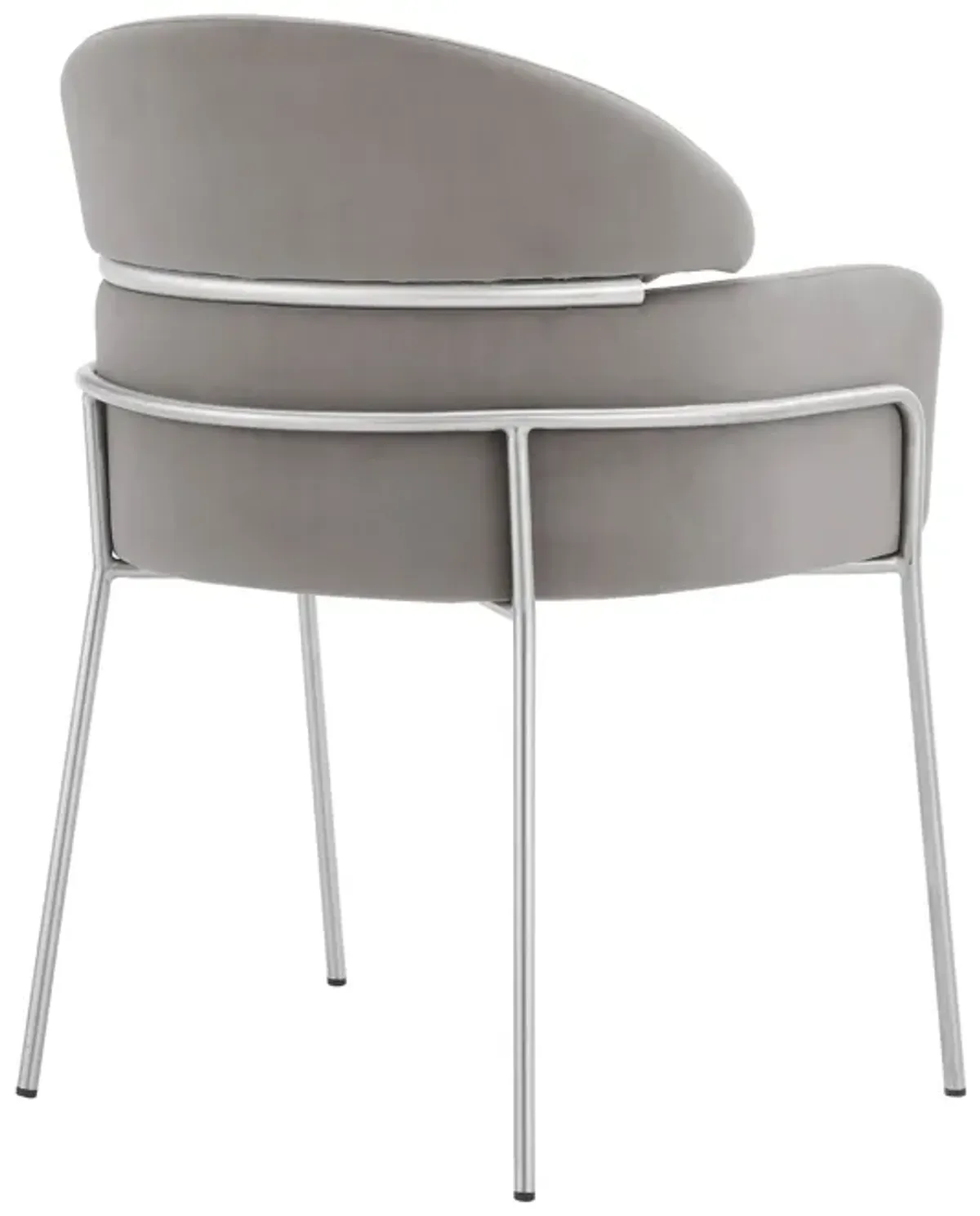 Portia Gray Velvet and Brushed Stainless Steel Dining Room Chairs - Set of 2