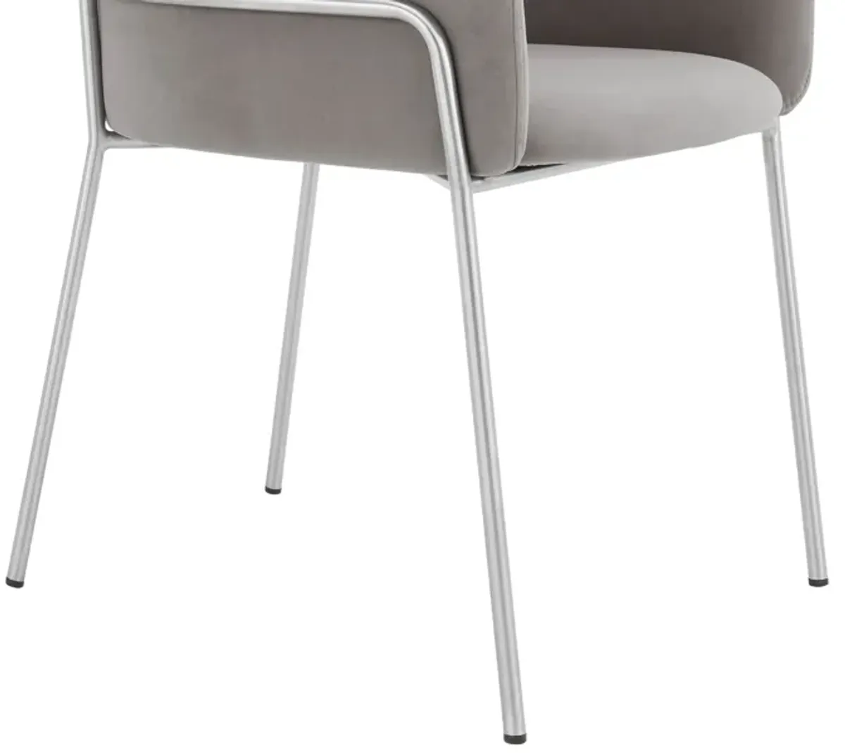 Portia Gray Velvet and Brushed Stainless Steel Dining Room Chairs - Set of 2